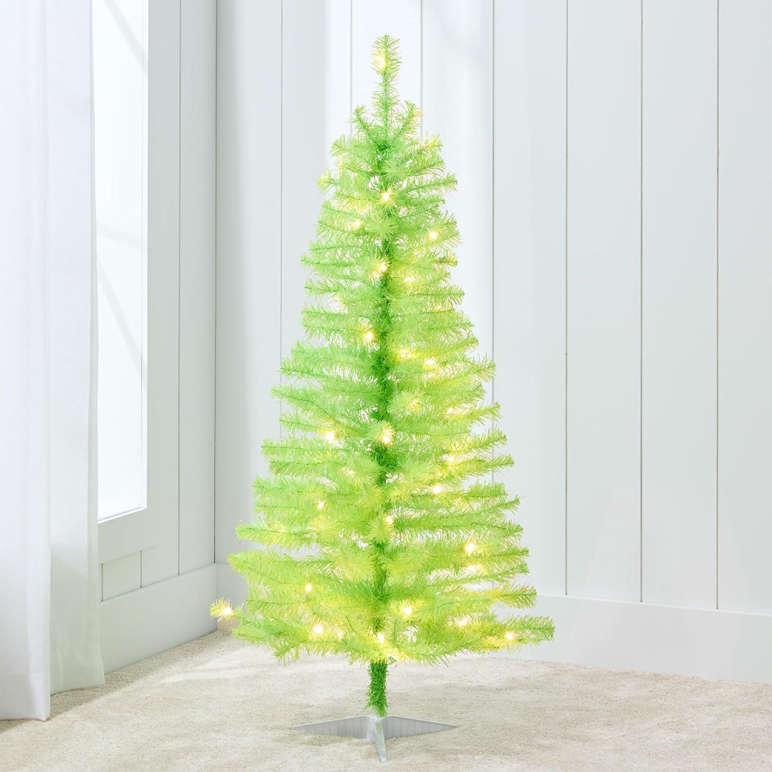 Best Choice Products 4ft Prelit Colored Christmas Tree, Artificial Tree Holiday Decor w/ LED Lights - Lime Green