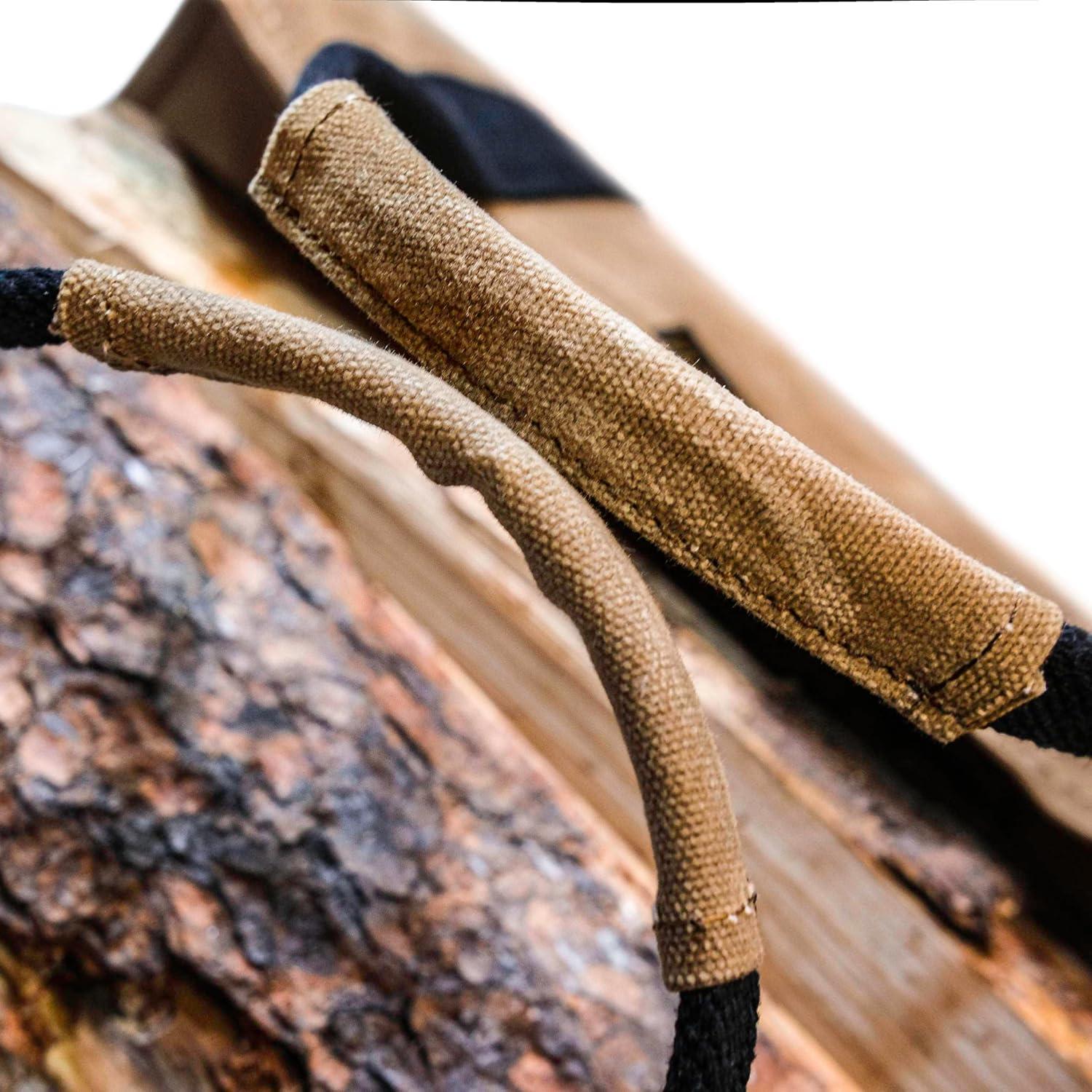 Extra Large Tan Waxed Canvas Firewood Carrier with Metal Handles