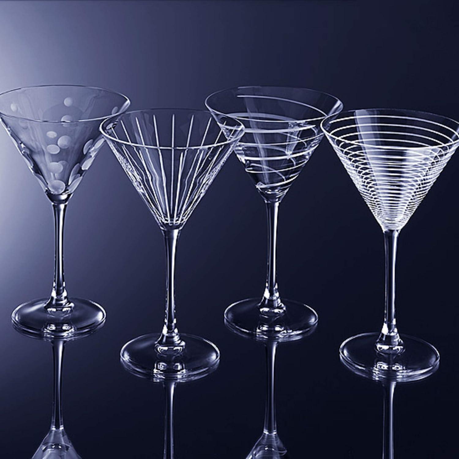 Cheers 10 oz Clear Lead Crystal Martini Glass Set