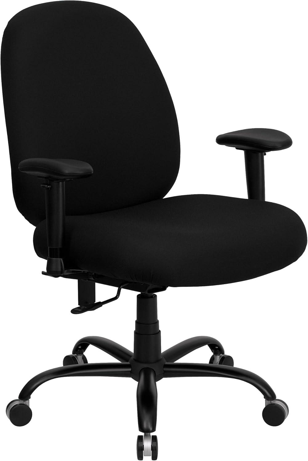 Black High Back Fabric Executive Swivel Office Chair with Adjustable Arms