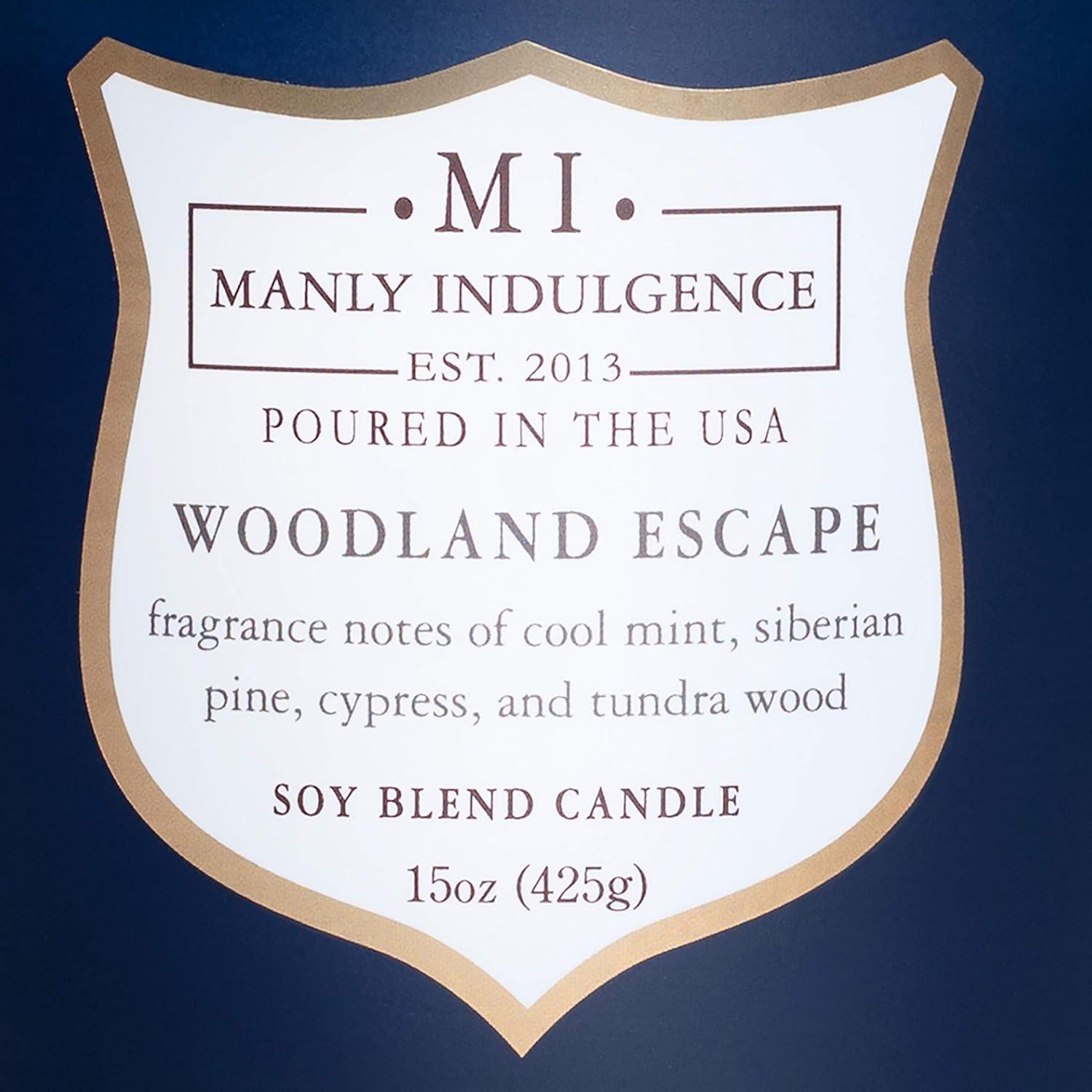 Manly Indulgence Signature Woodland Escape Scented Jar Candle, 15 oz, 60h Burn, Woody & Earthy