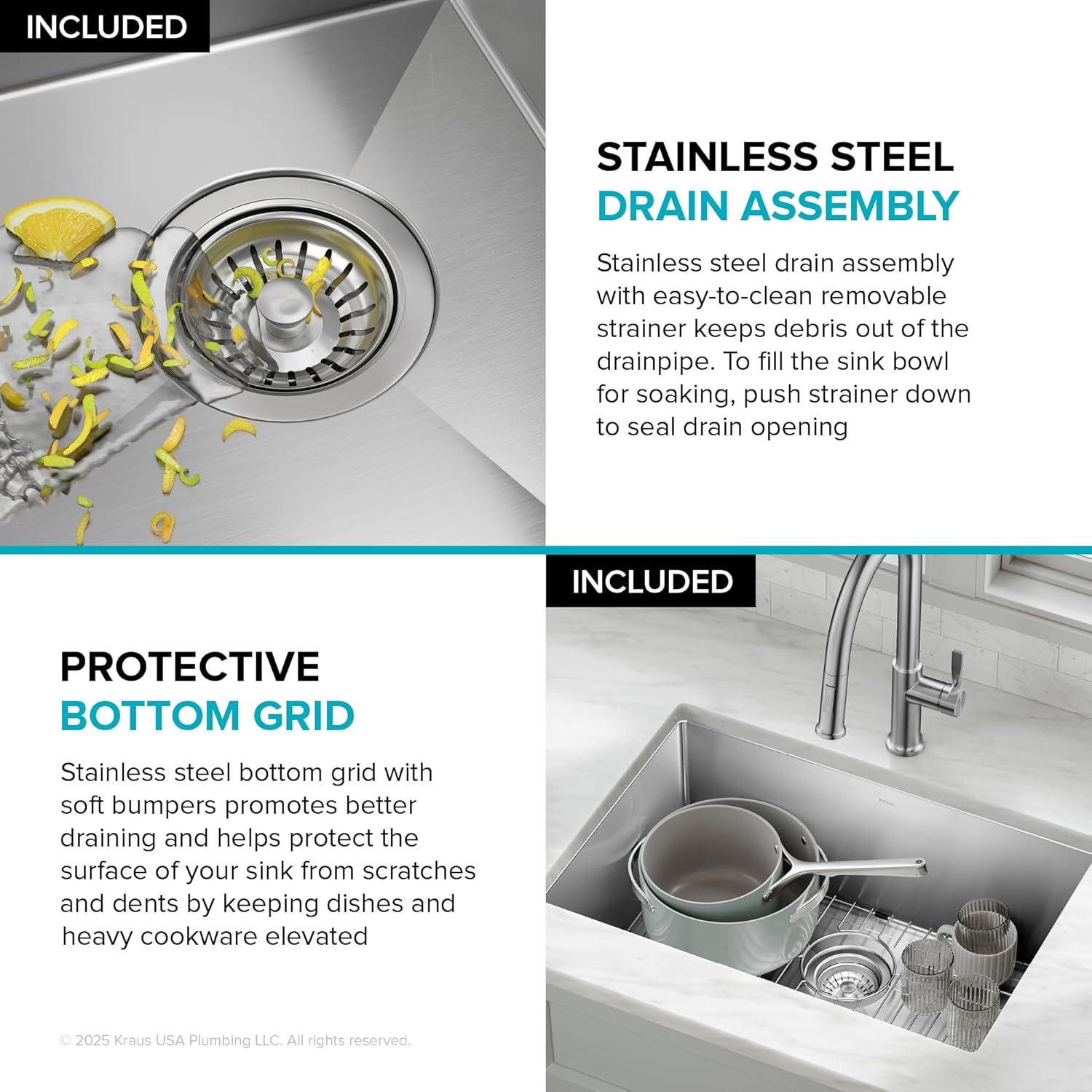 KRAUS Standart PRO™ Undermount 16 Gauge Stainless Steel Kitchen Sink
