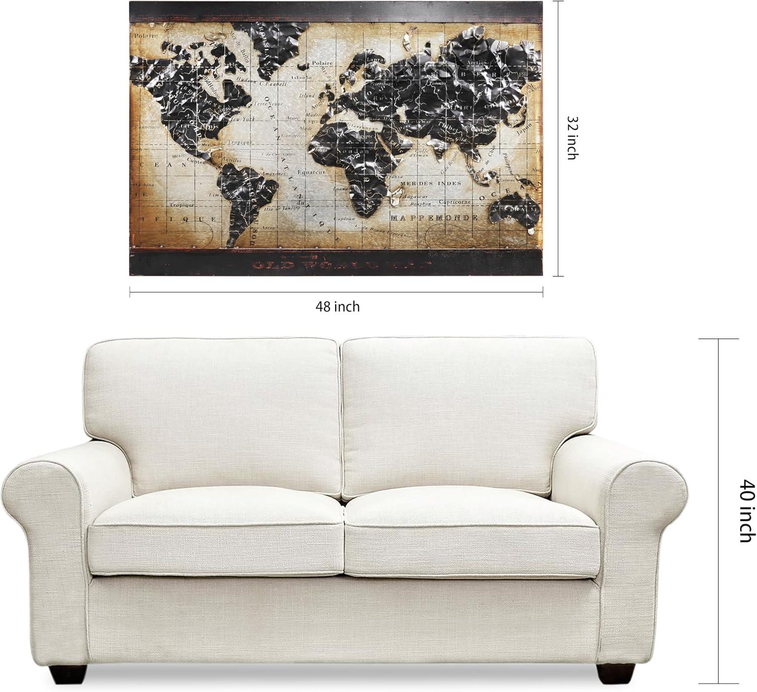 Empire Industrial Art Direct World Map 2 Hand Painted 3D Wall Sculpture