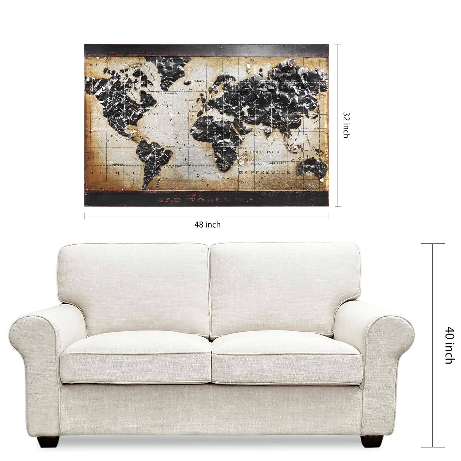 Empire Industrial Art Direct World Map 2 Hand Painted 3D Wall Sculpture