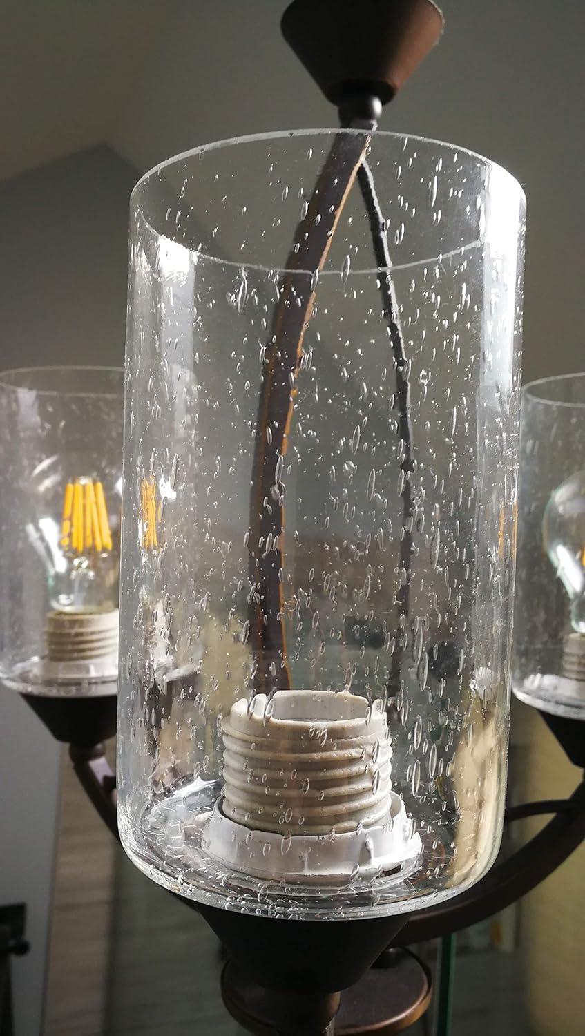 Bubble Seeded Glass Lamp Shade, LEDupdates 3 Packs Clear Cylinder for Light Fixture Glass Replacement