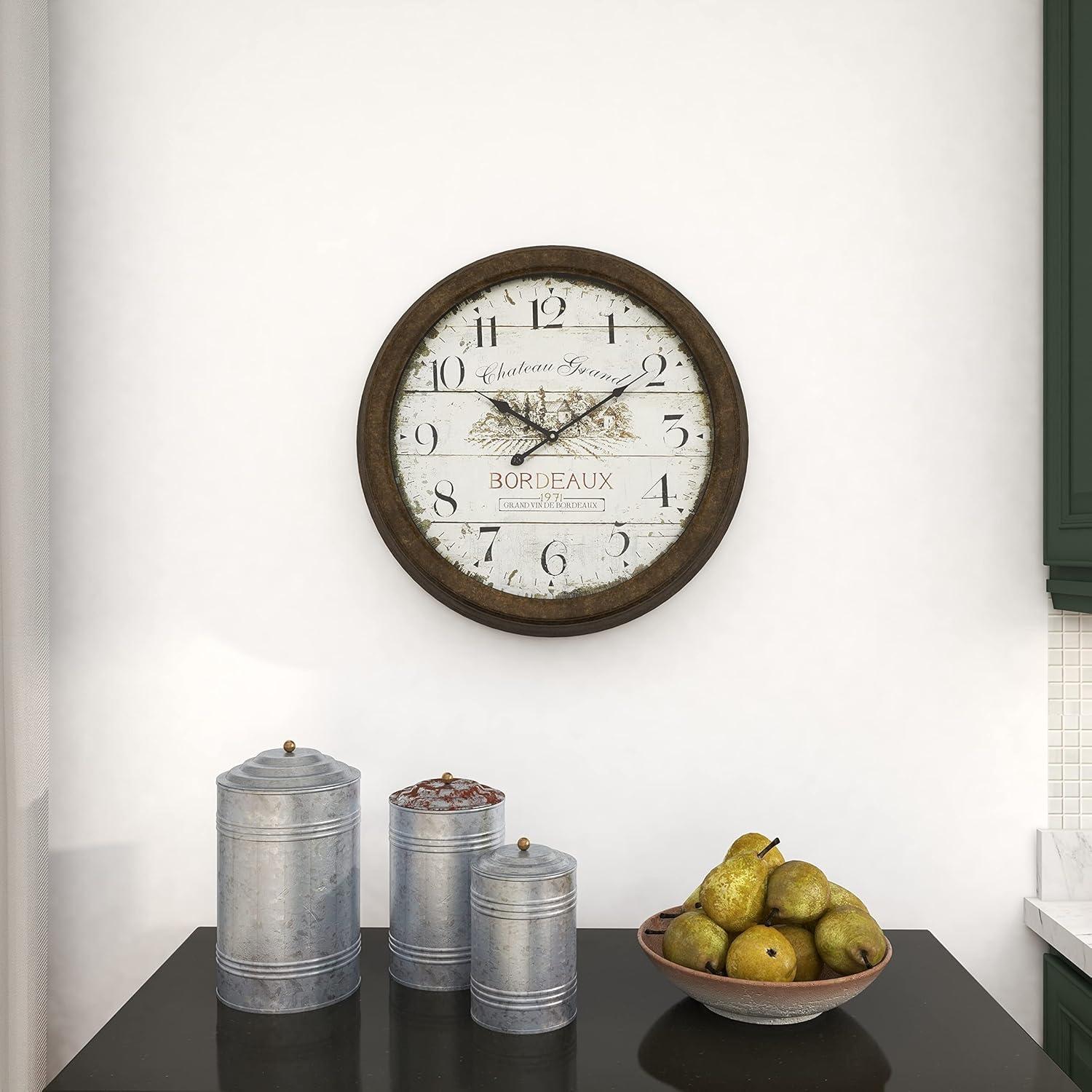 Metal Wall Clock with Bordeaux Brown - Olivia & May