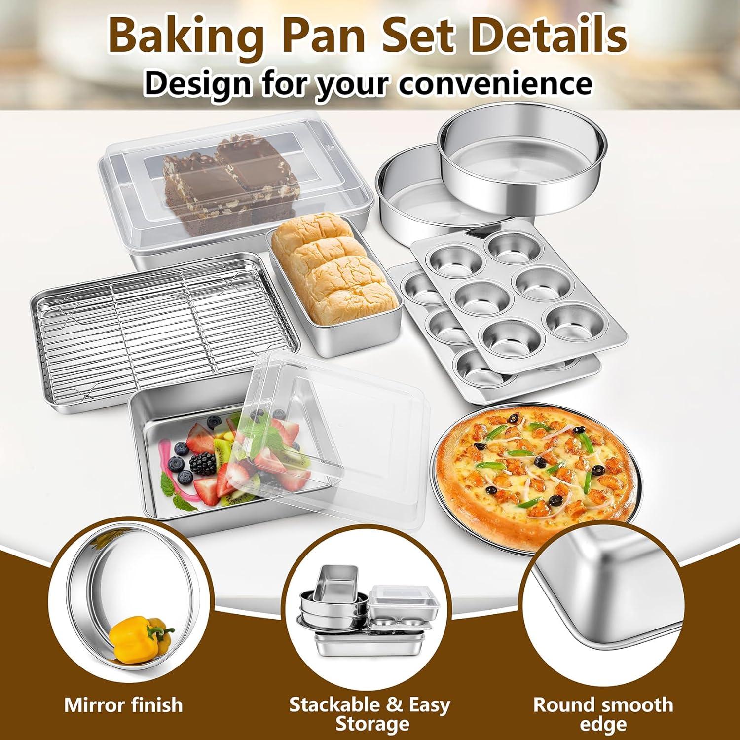 BOPWAY 12-Piece Stainless Steel Baking Pan Set