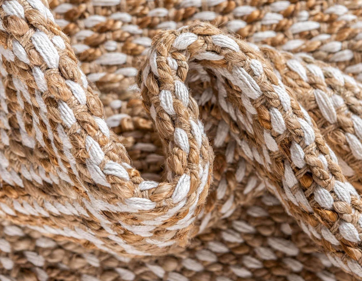 Unique Loom Braided Jute Assam Trellis Indoor Hand Made Fringe Area Rug