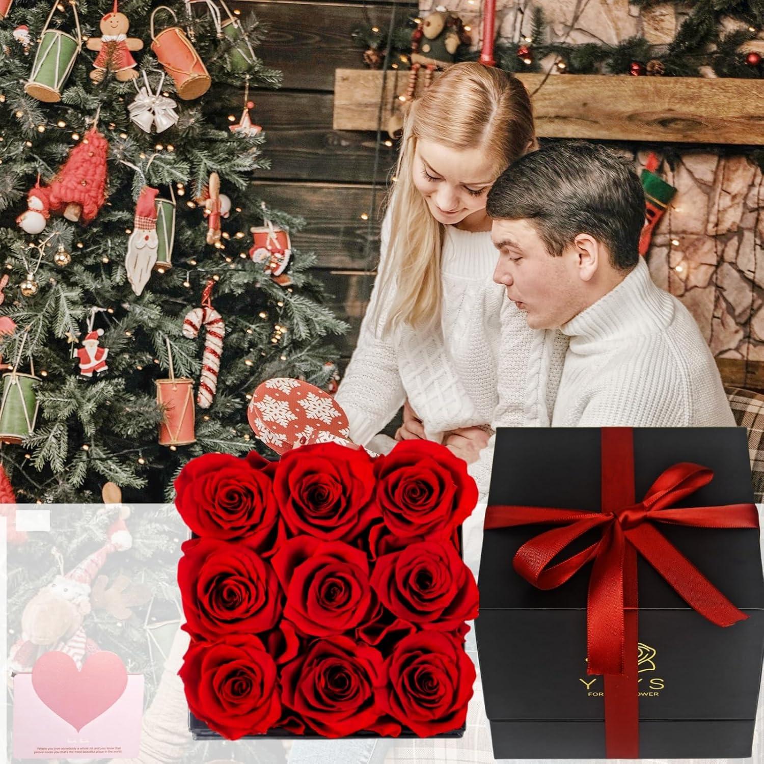 Forever Rose Flowers for Delivery Prime - 9pcs Preserved Fresh Roses, Genuine Roses That Last for Years, for Birthday Gifts for Women, Valentines Day, and Mother's Day