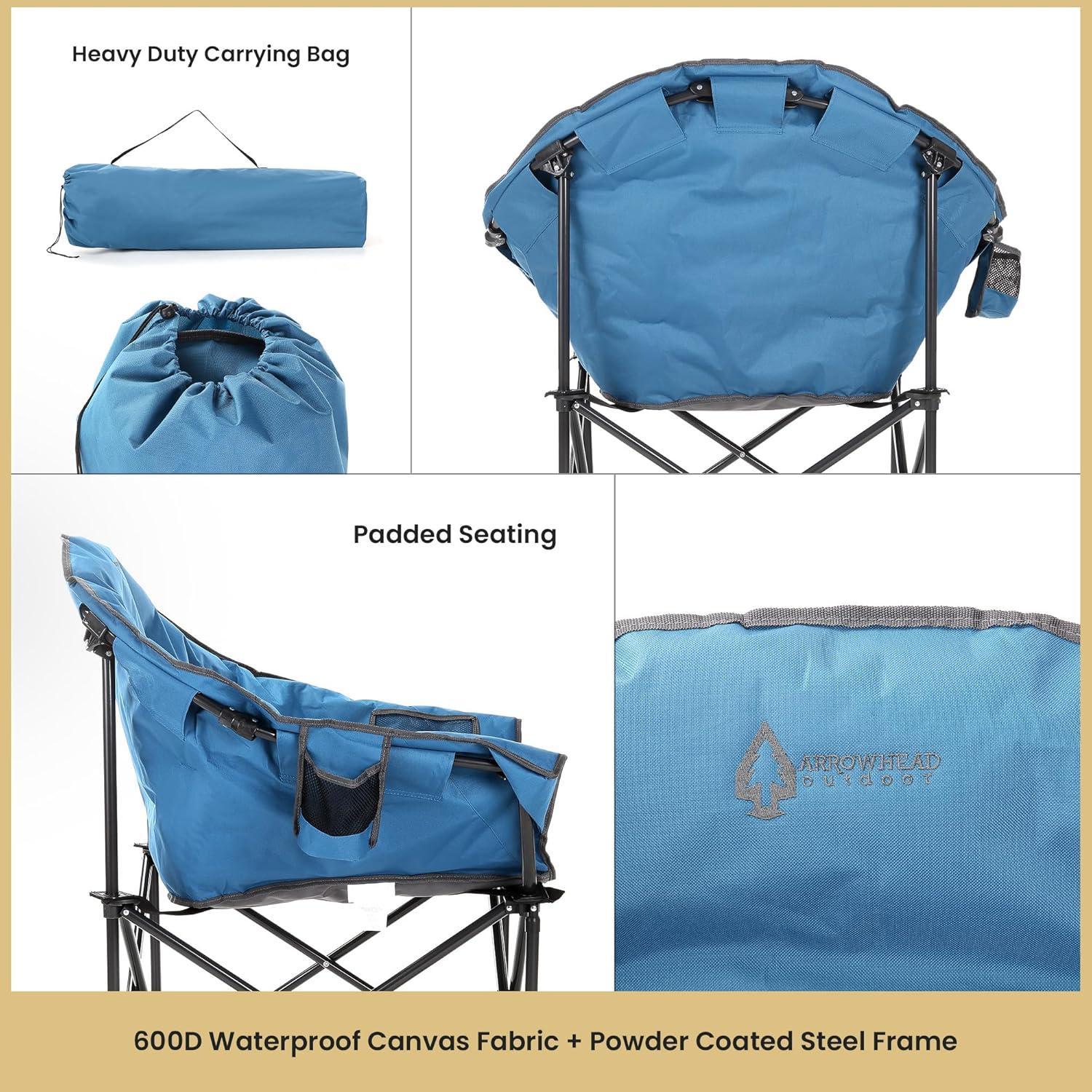 ARROWHEAD Outdoor Folding Camping Chair with Cushions