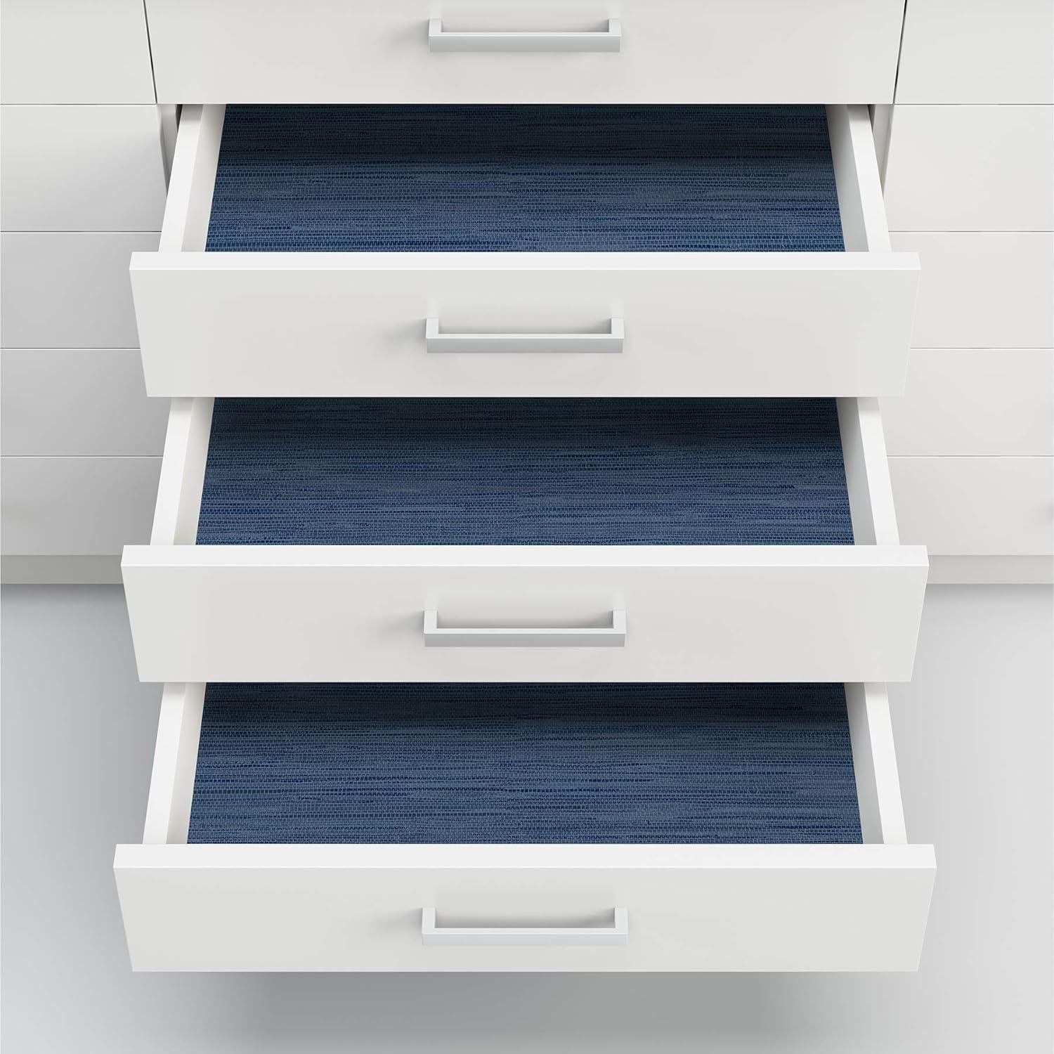 InHome 216-in by 20.8-in Avery Weave Navy Peel And Stick Chinese Wallpaper, 216-in by 20.8-in, 31.2 sq. ft.