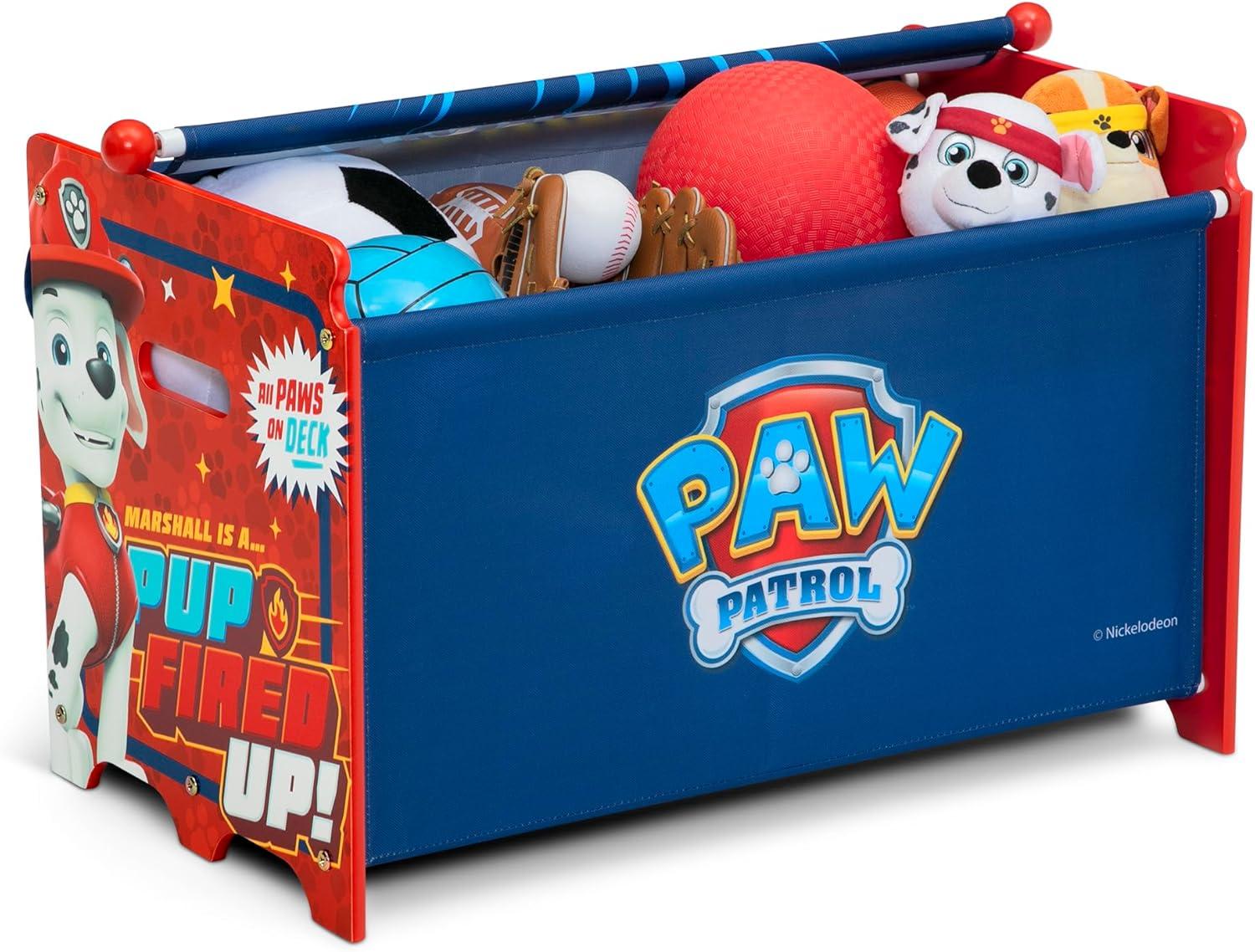 Delta Children PAW Patrol Toy Box with Retractable Fabric Top - Blue