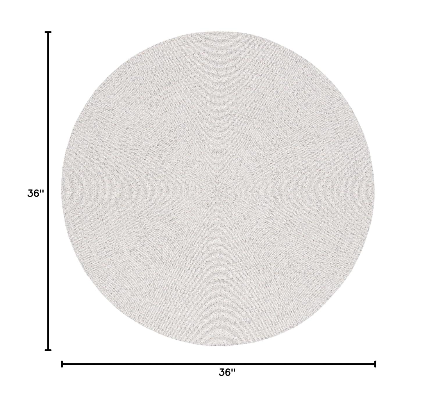 Braided BRA201 Hand Woven Indoor Machine Washable Accent Rug - Ivory/Light Grey - 3' Round - Safavieh