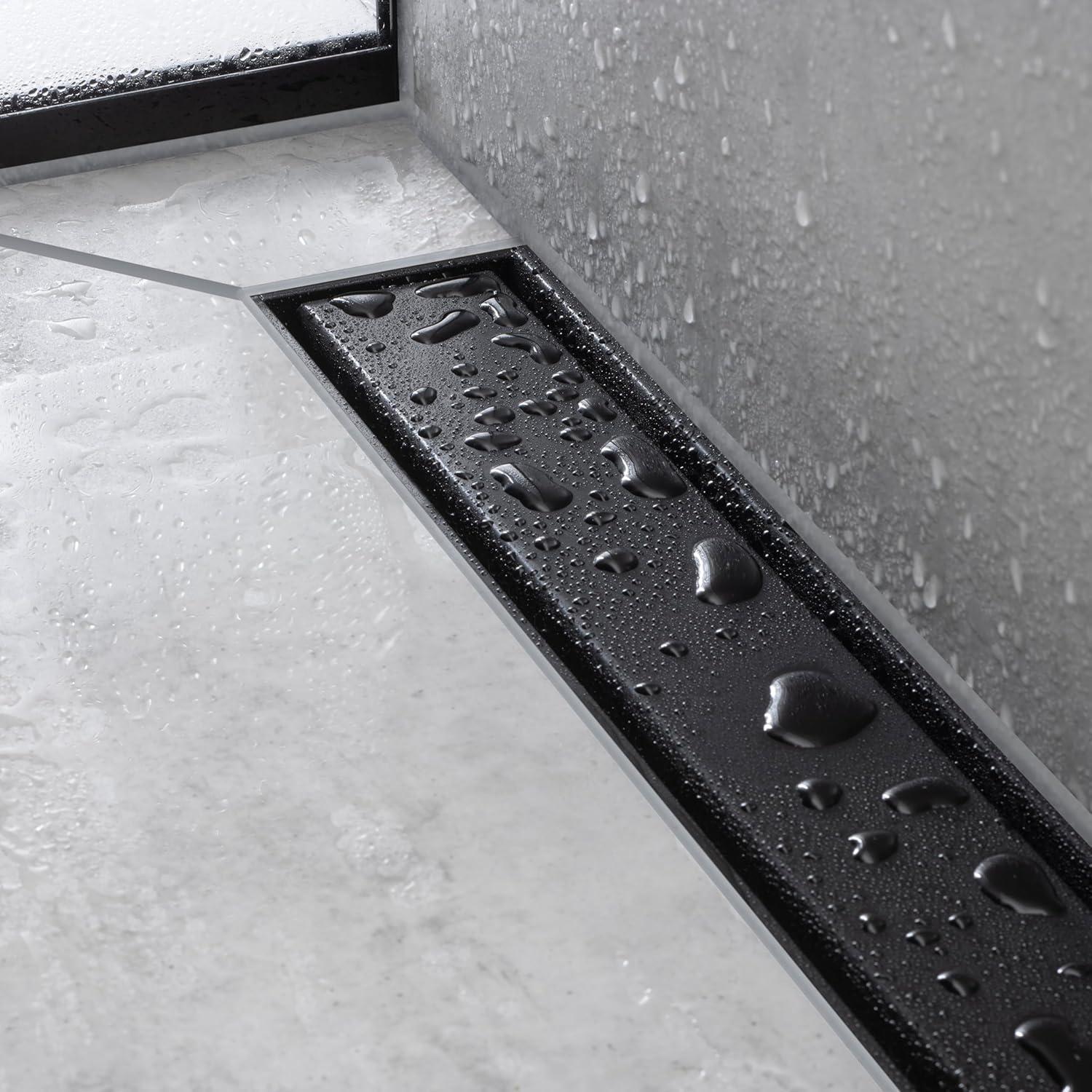 Matte Black Stainless Steel Linear Tileable Shower Drain