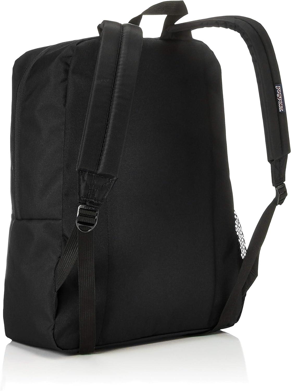 Black 600D Polyester Unisex School Backpack with Padded Straps