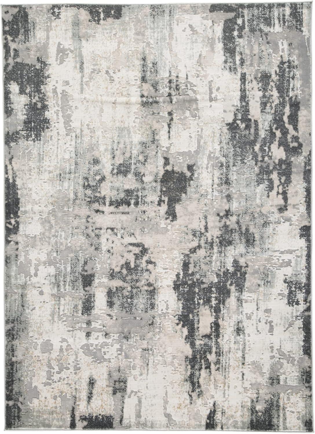 Mazatl 5' x 7' Gray and Cream Abstract Rug