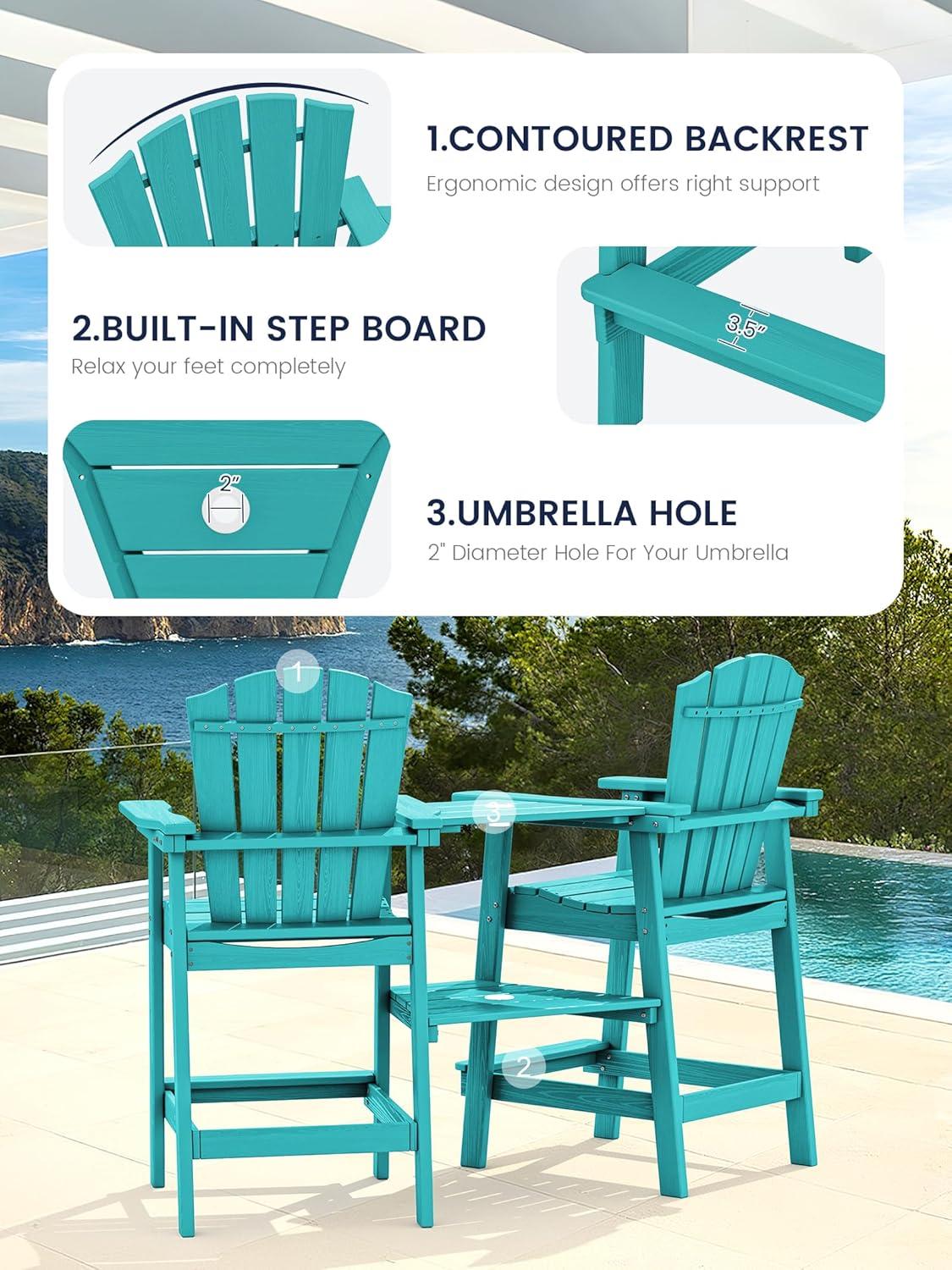 Rosecliff Heights Wolak HDPE Outdoor Adirondack Chair Set With Table