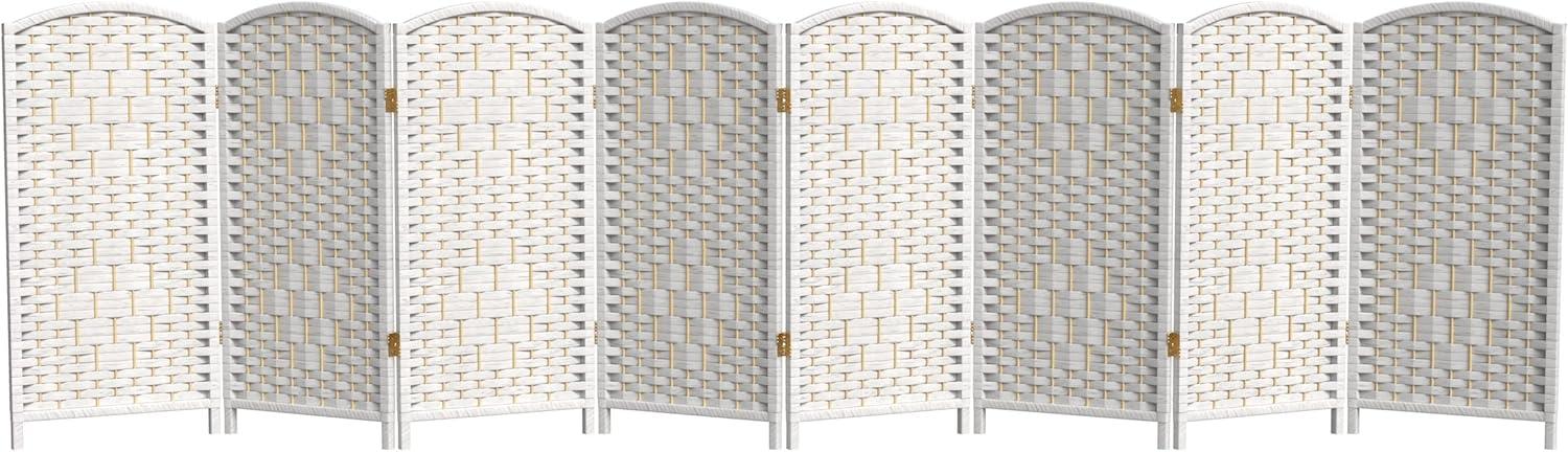 3 ft. Short Diamond Weave Fiber Folding Screen - White - 8 Panel