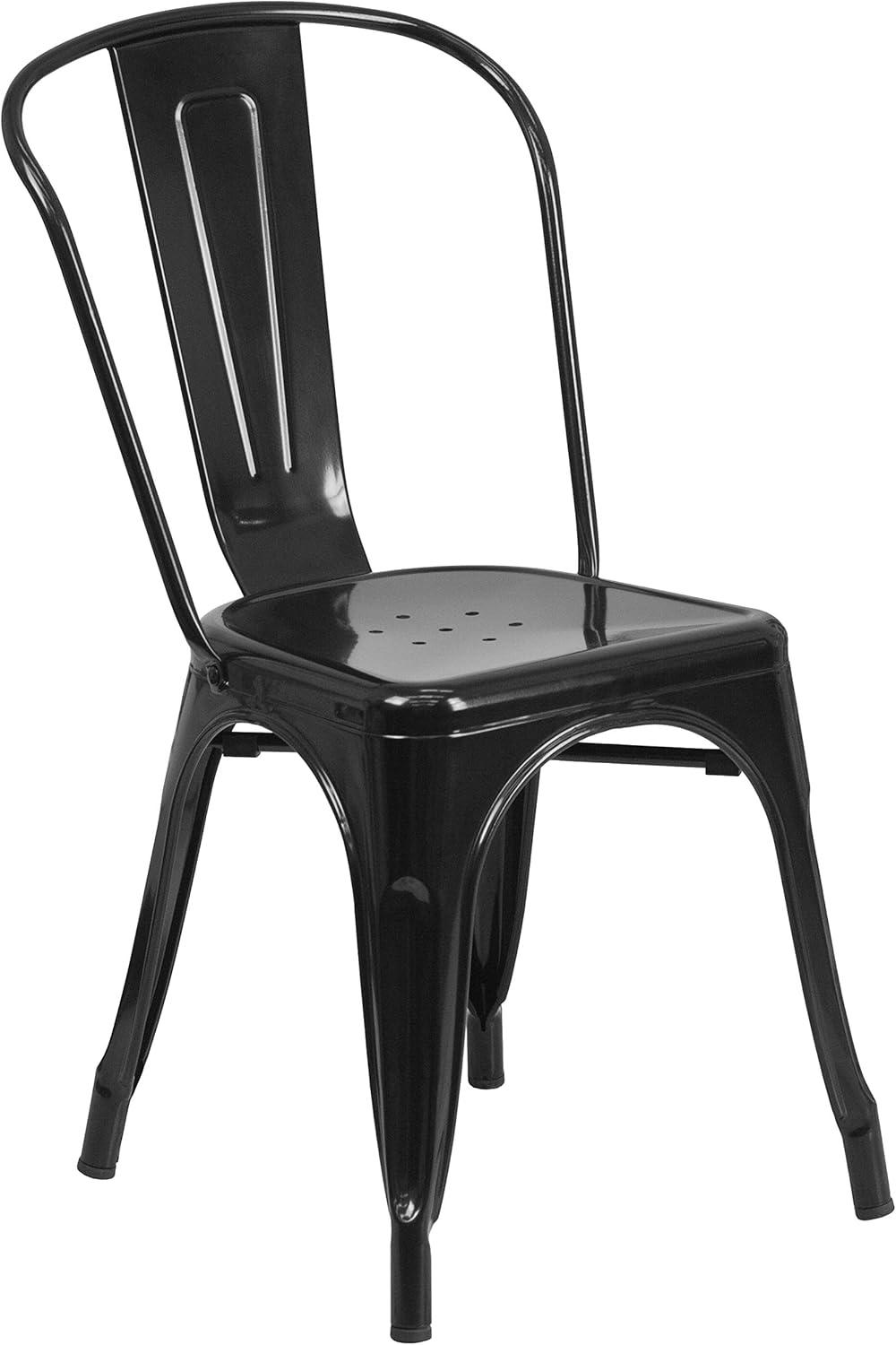 Flash Furniture Hucheson Metal Indoor-Outdoor Stackable Chair - Restaurant Chair - Bistro Chair (Set of 4)
