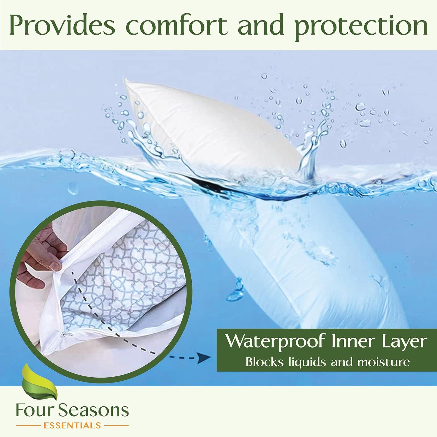 Bamboo Pillow Protectors King (Set of 2) – Pillow Cover Waterproof Hypoallergenic Dust Proof Zippered Encasement