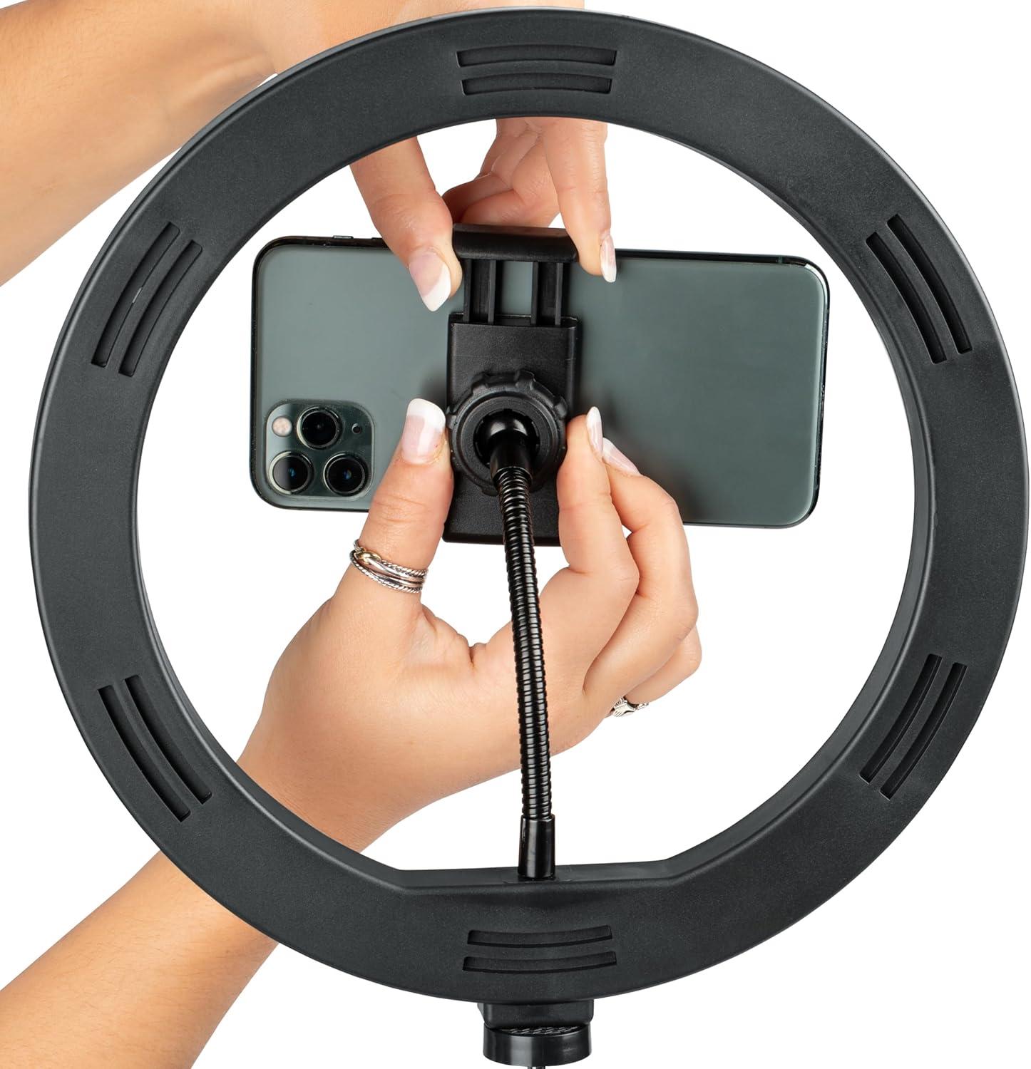 Gator 10" LED Desktop Ring Light Stand With Phone Holder and Compact Weighted Base