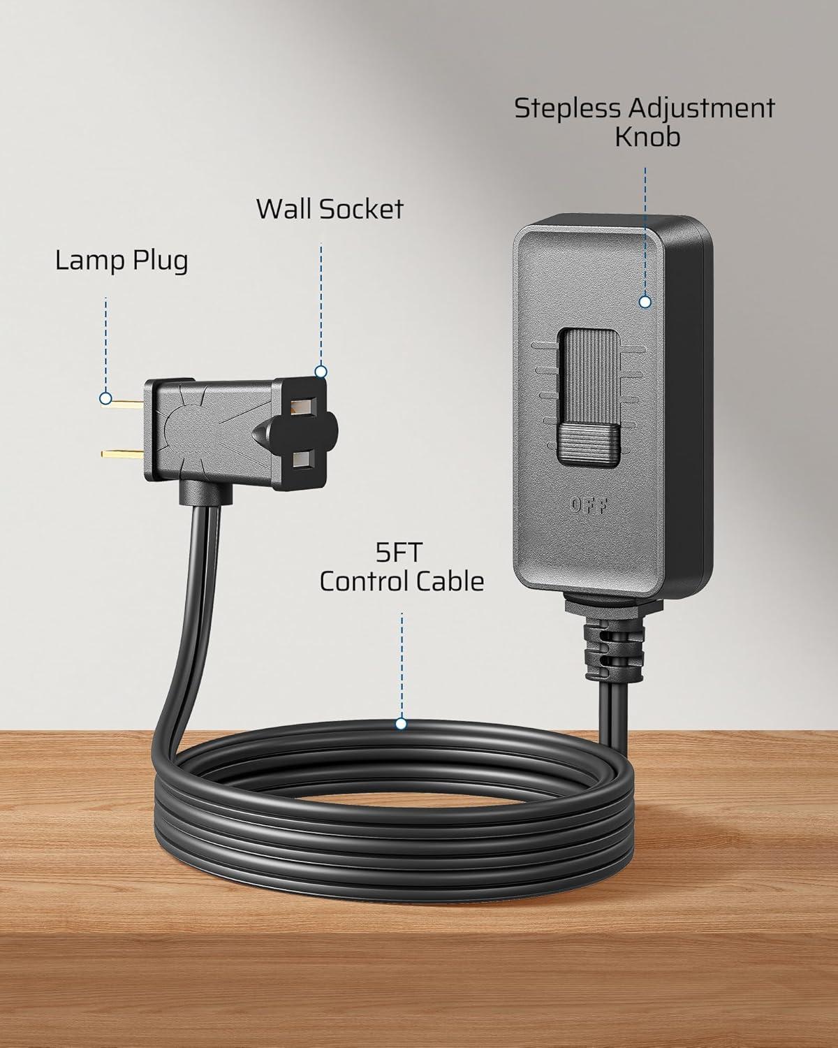 Black Full Range Slide Control Table Lamp Dimmer Switch