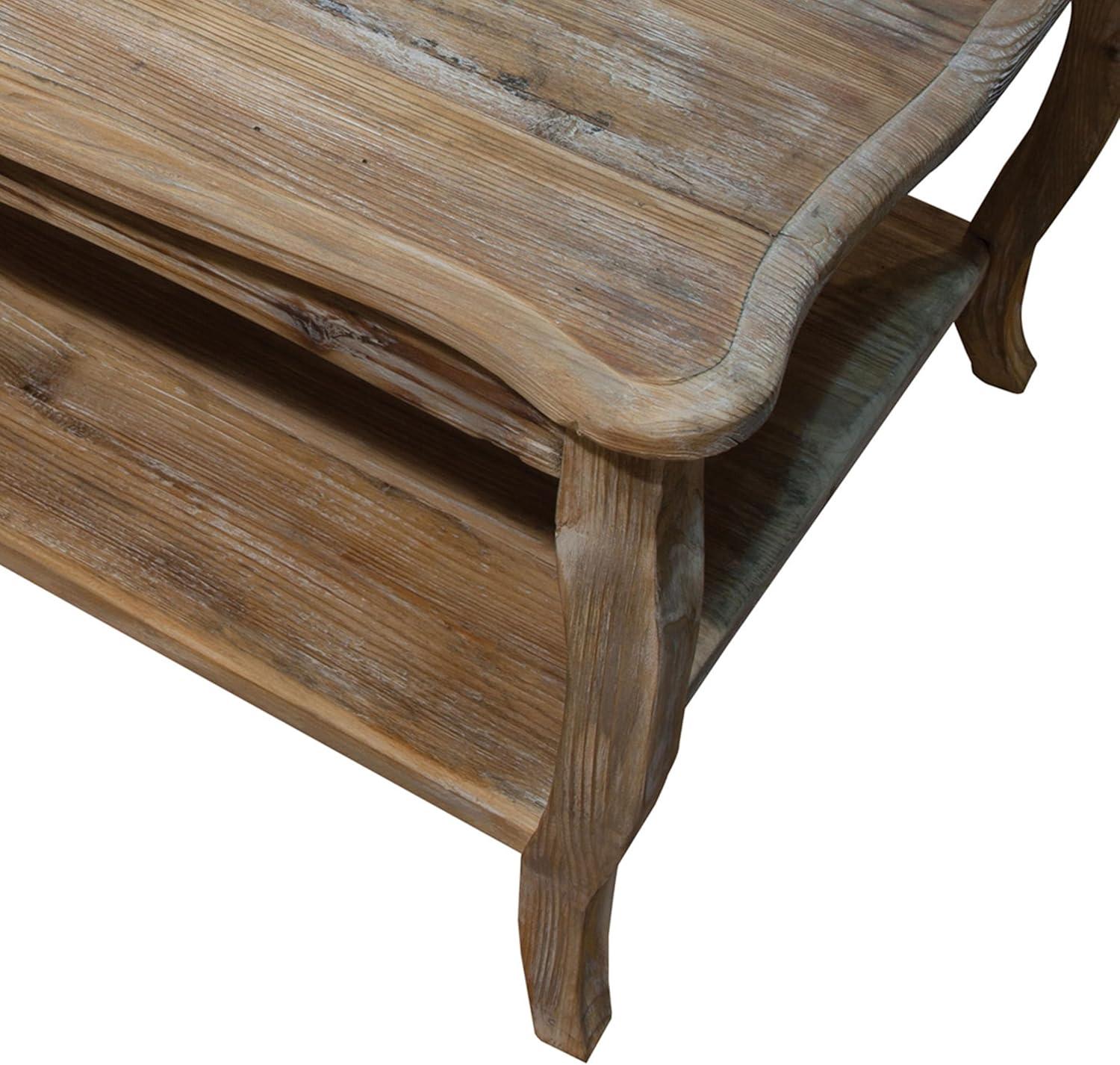 Alaterre Austerity Wood Coffee Table with Open Shelf, Driftwood Natural Finish, Accent & Occasional Furniture, Assemble Required
