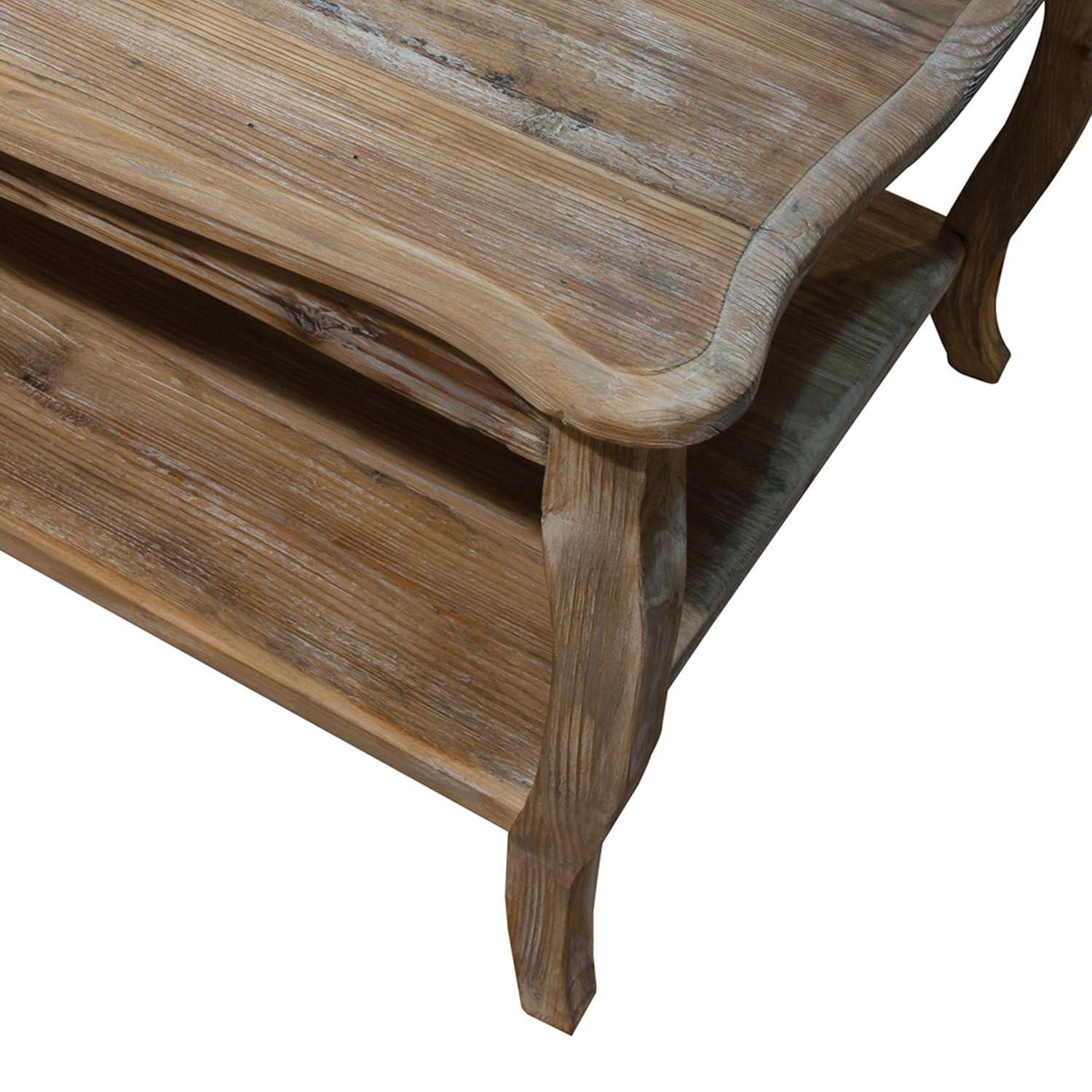 Alaterre Austerity Wood Coffee Table with Open Shelf, Driftwood Natural Finish, Accent & Occasional Furniture, Assemble Required