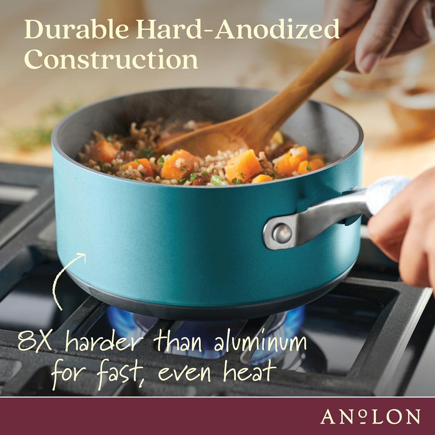 Teal Nonstick Aluminum Cookware Set with Stainless Steel Handles, 9-Piece