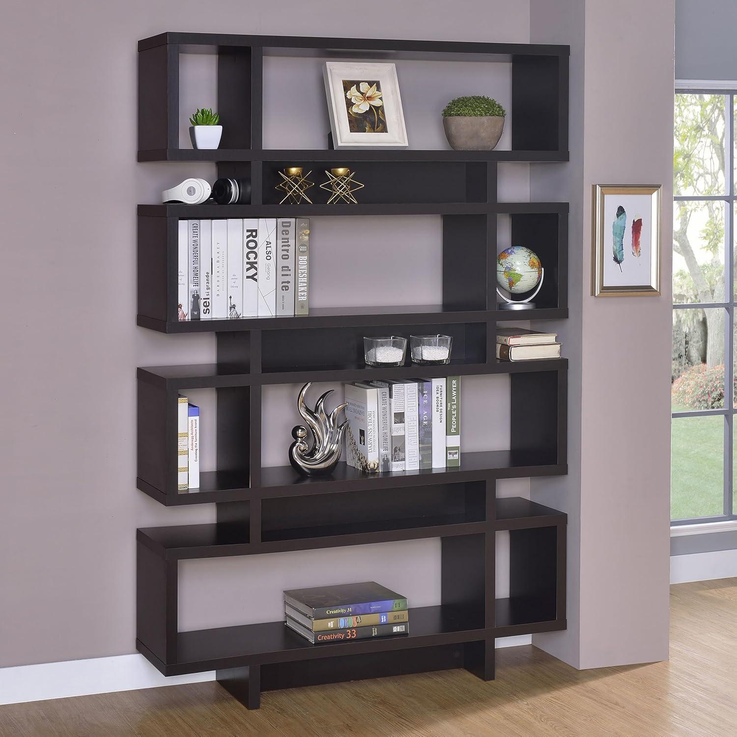 Coaster Home Furnishings 4 Tier Display Bookcase Storage Shelf, Cappuccino