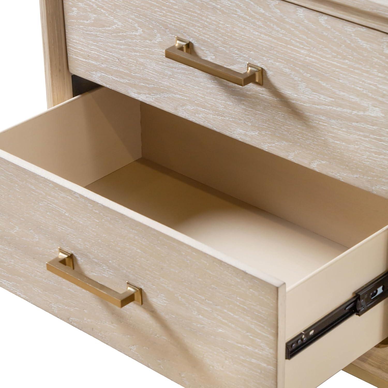 HOMES: Inside + Out 3pc Queen Neovesi Platform Bedroom Set Boho with 2 Nightstands Oak