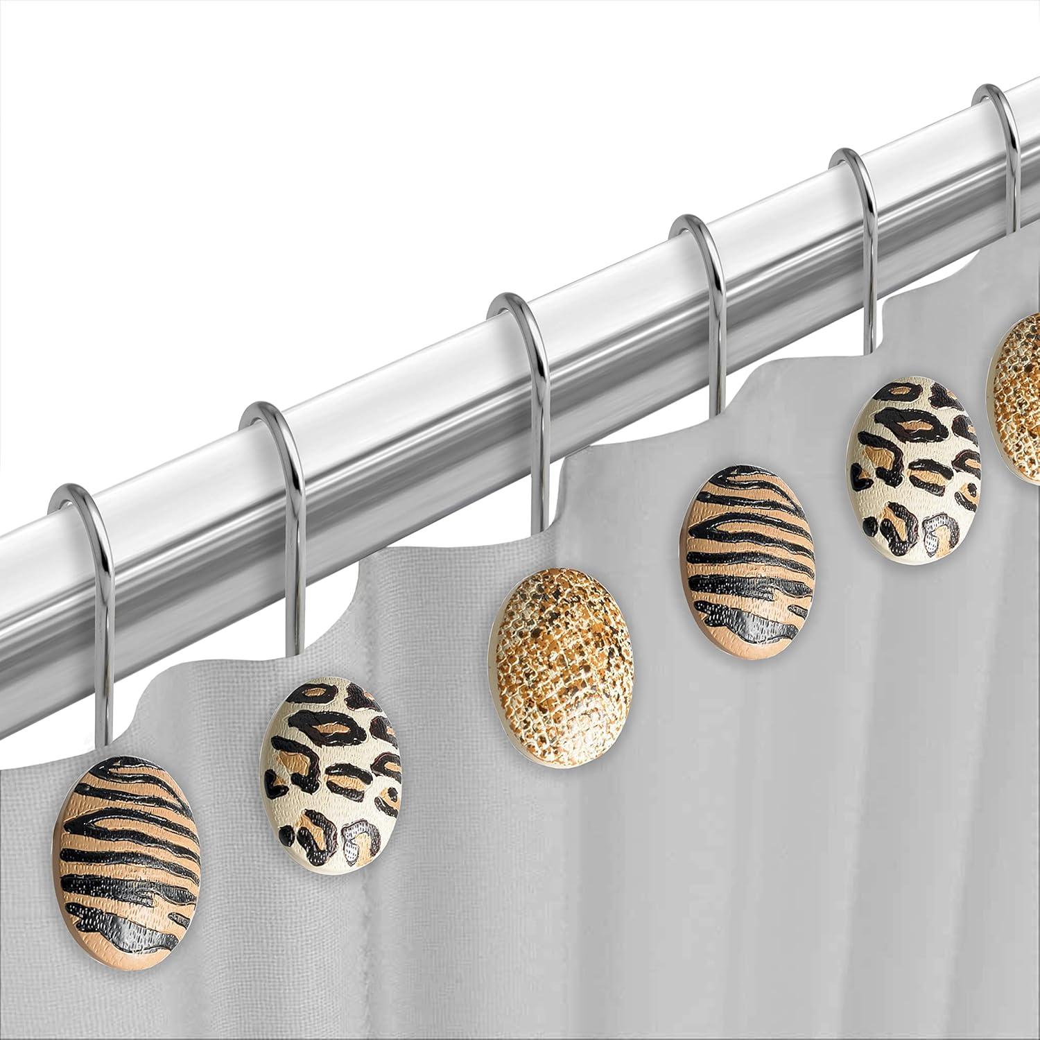 Multi Animal Print Resin Shower Curtain Hooks