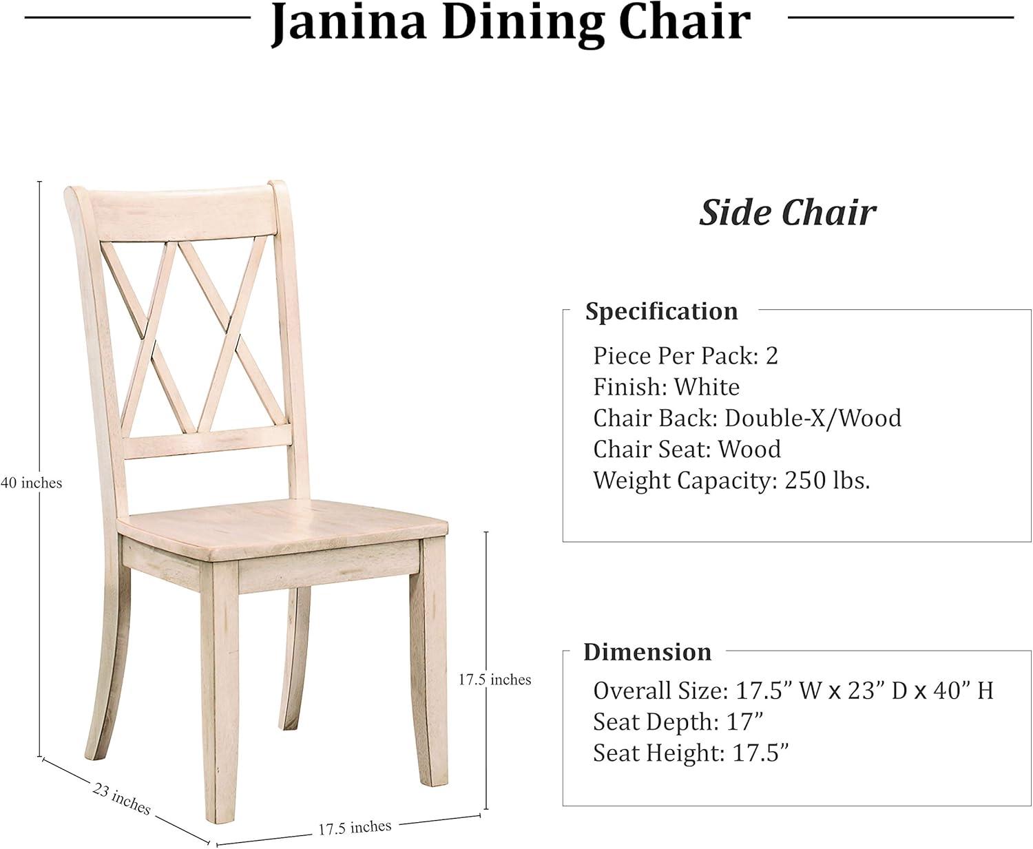 Janina Cream White Transitional Upholstered Side Chair with Pine Veneer