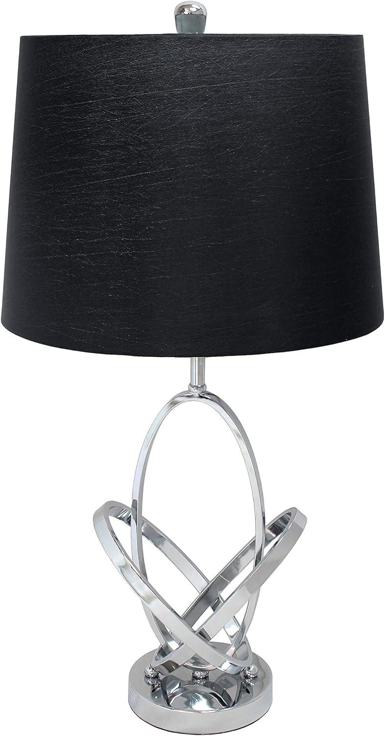 Mod Art Polished Table Lamp with Shade Metallic Silver - Elegant Designs: UL Listed, 3-Way Switch, No Assembly Required