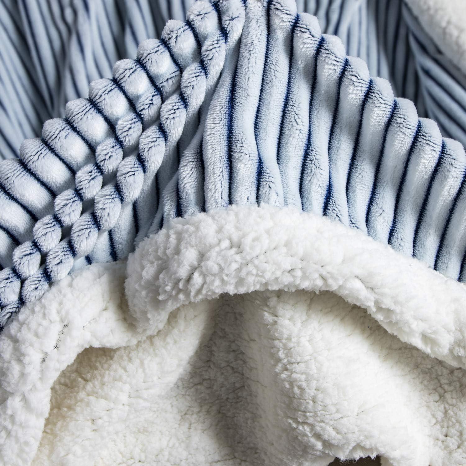 DISSA Sherpa Fleece Blanket Soft Grey and White Throw Blanket Cozy Plush Blankets for Couch Sofa Bed,51"x63"