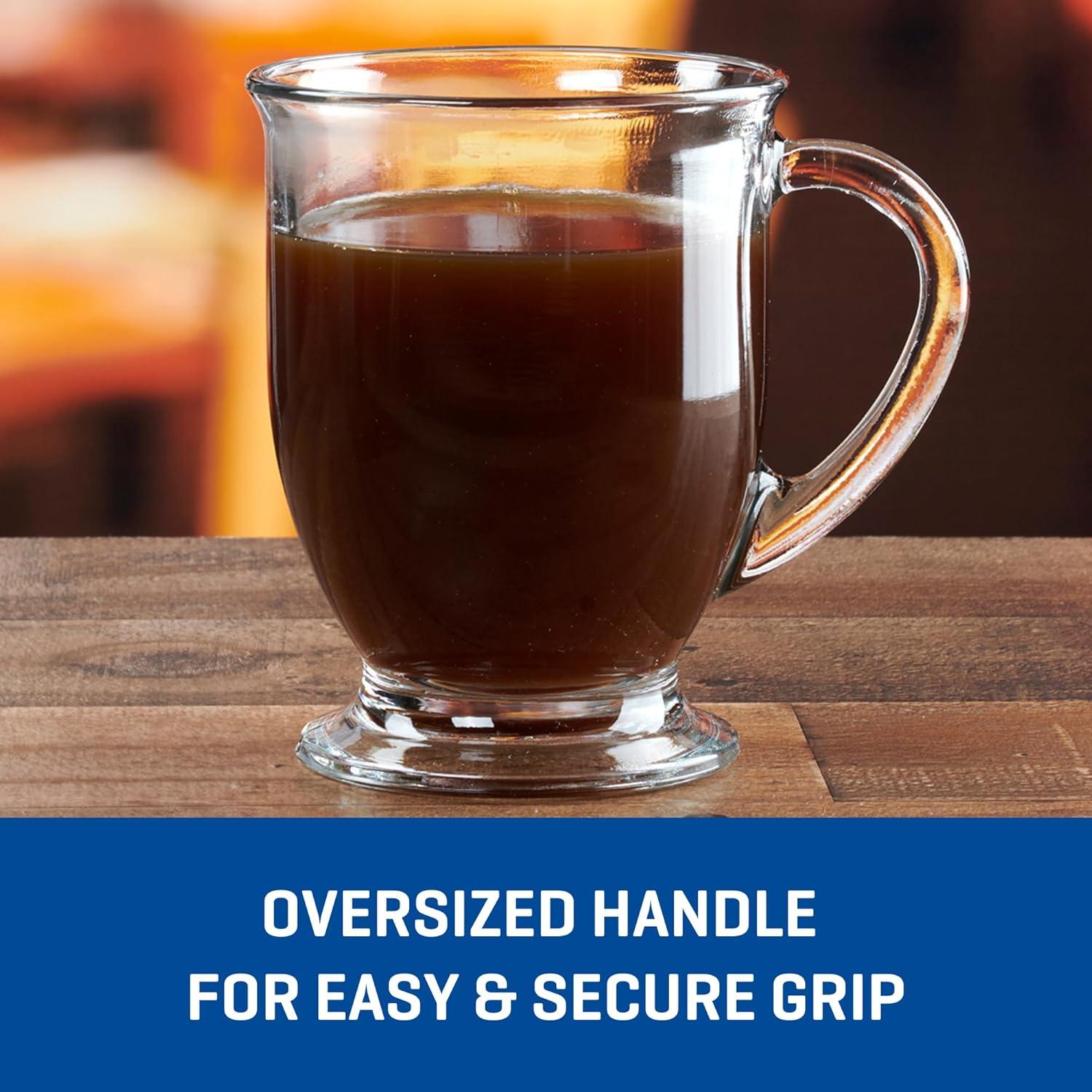 Anchor Hocking Café Glass Coffee Mugs, 16 oz, Set of 6