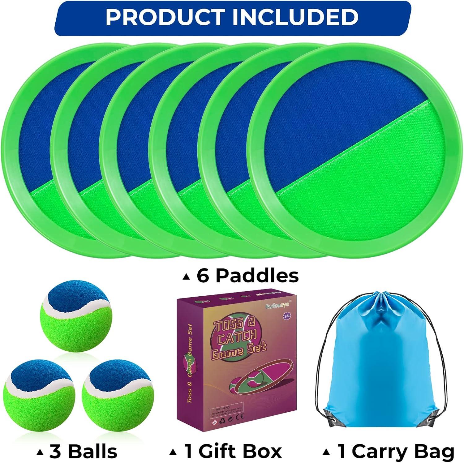 Green and Blue Adjustable Outdoor Toss and Catch Ball Set