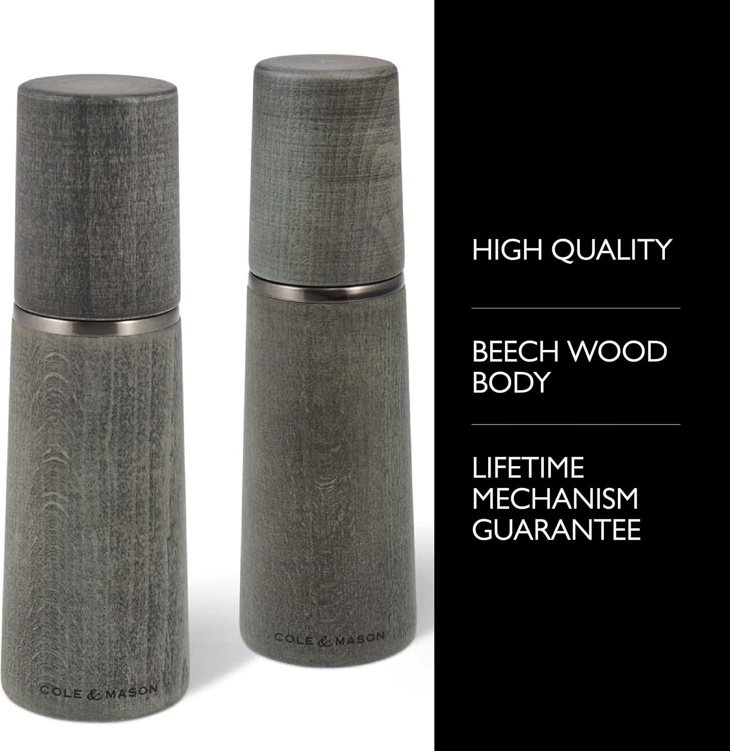 Gray Beechwood Electric Salt and Pepper Grinder Set