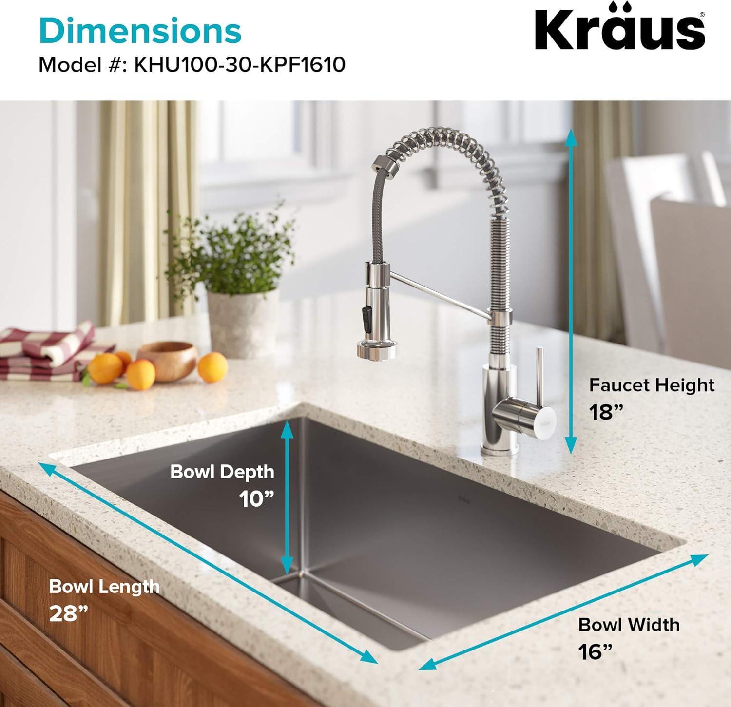 KRAUS 30-in Standart PRO Kitchen Sink Combo Set with Bolden Kitchen Faucet and Soap Dispenser