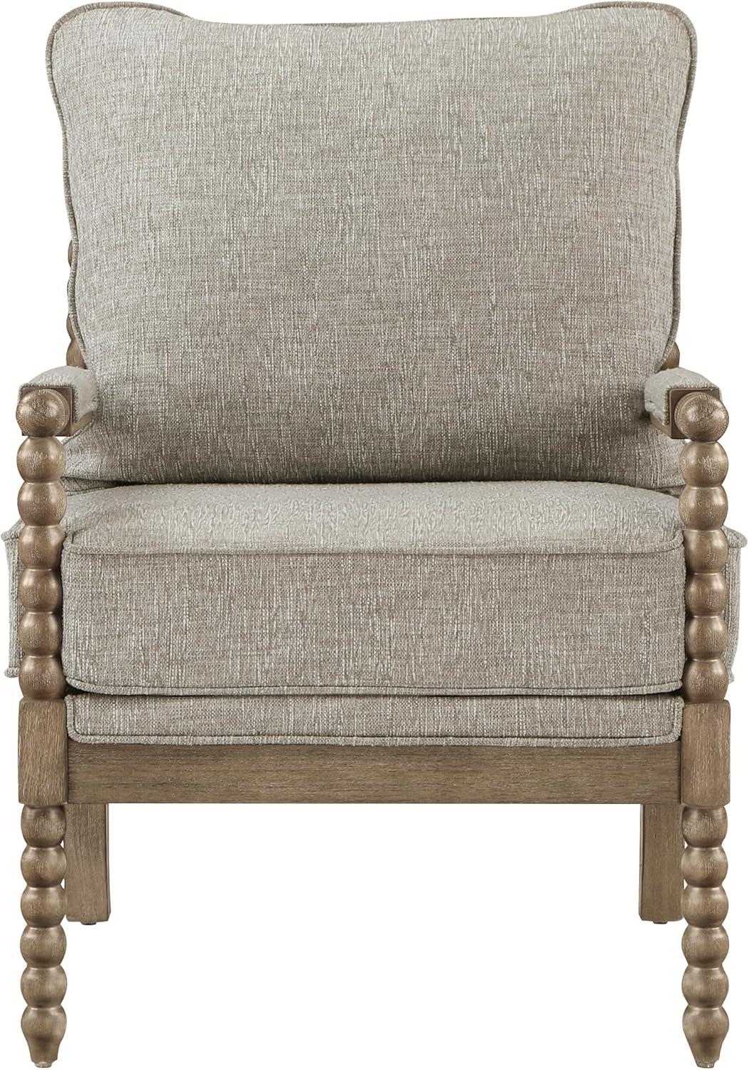 Fletcher Spindle Chair in Charcoal Fabric with Rustic Brown Finish