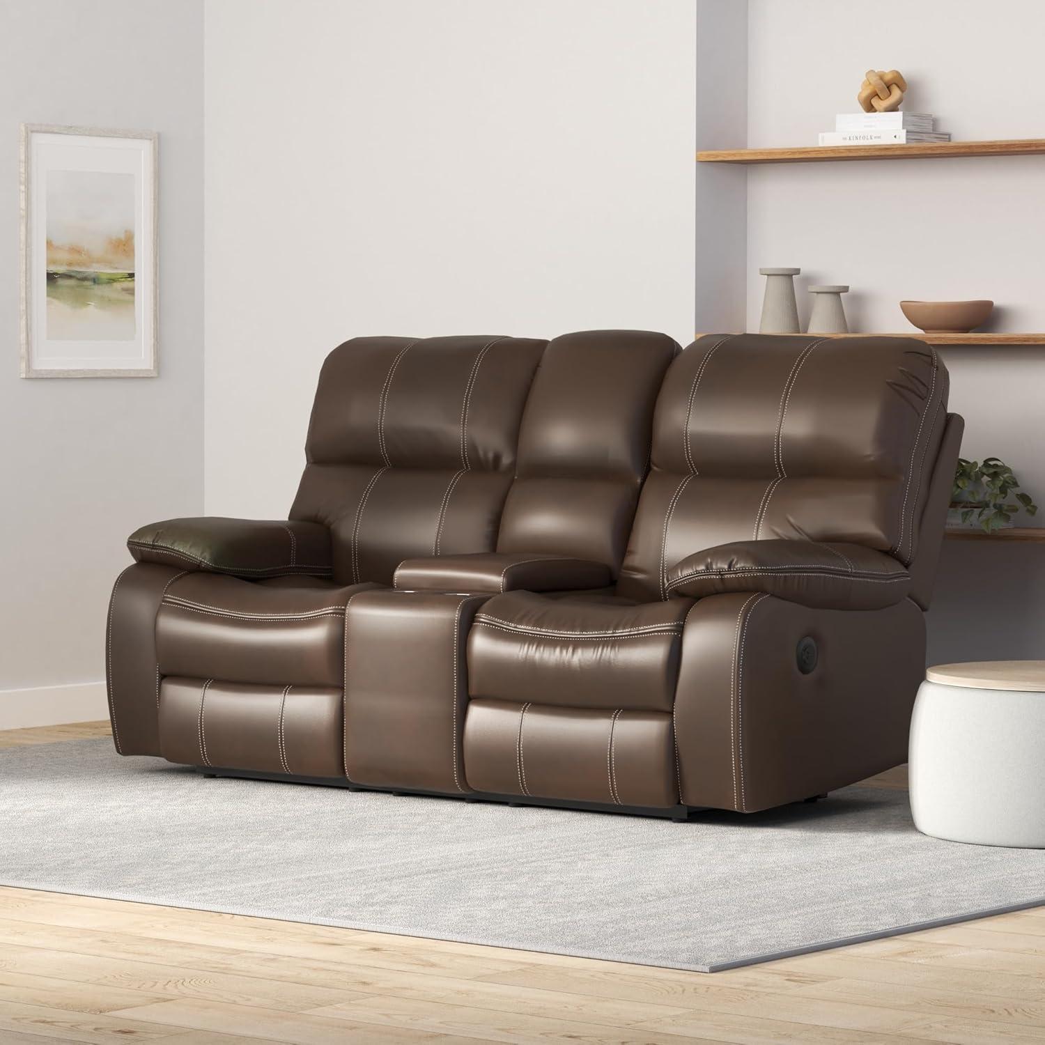 Madrona Burke Power Reclining Loveseat with Dual Recliners, Hidden Storage