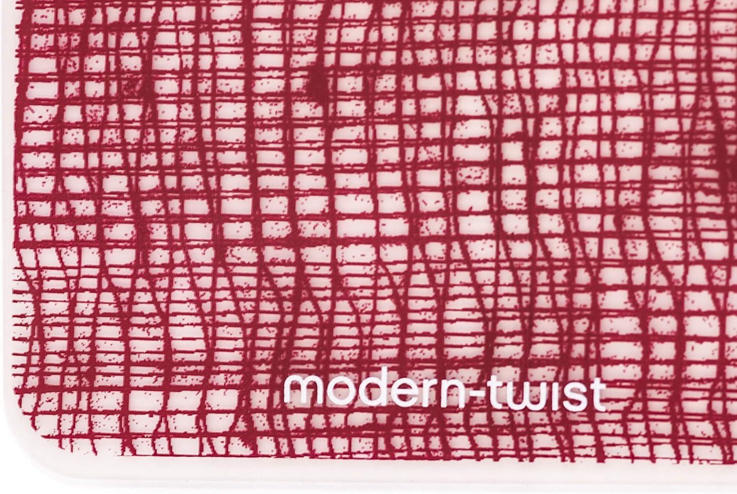 modern-twist 14 x 16 Silicone Placemat, BPA, PVC-Free Table Mat, Dishwasher Safe, Linen Print in Cranberry, Pack of 1