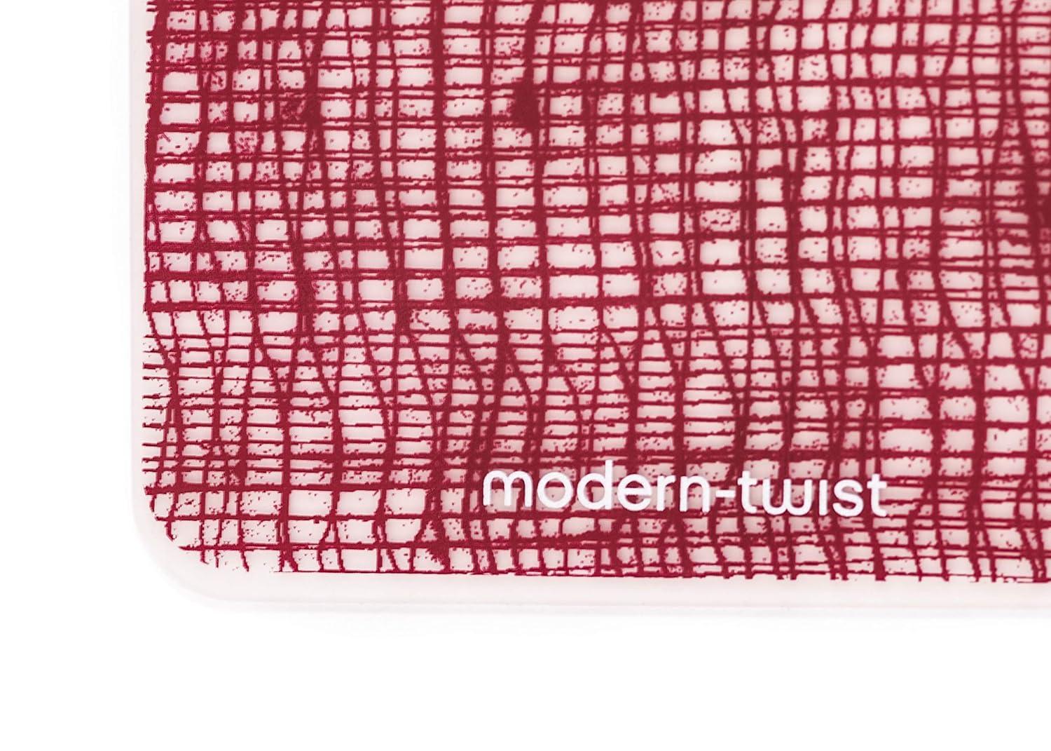 modern-twist 14 x 16 Silicone Placemat, BPA, PVC-Free Table Mat, Dishwasher Safe, Linen Print in Cranberry, Pack of 1