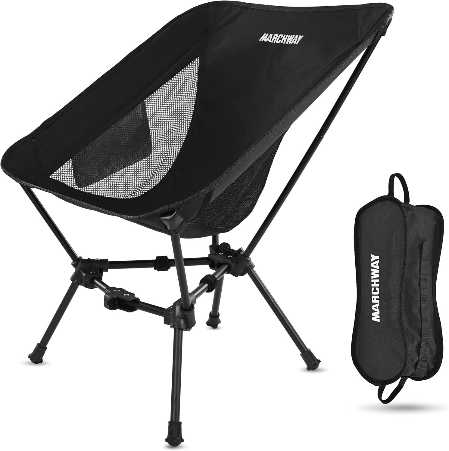 Black Lightweight Aluminum Folding Camping Chair with Storage Bag