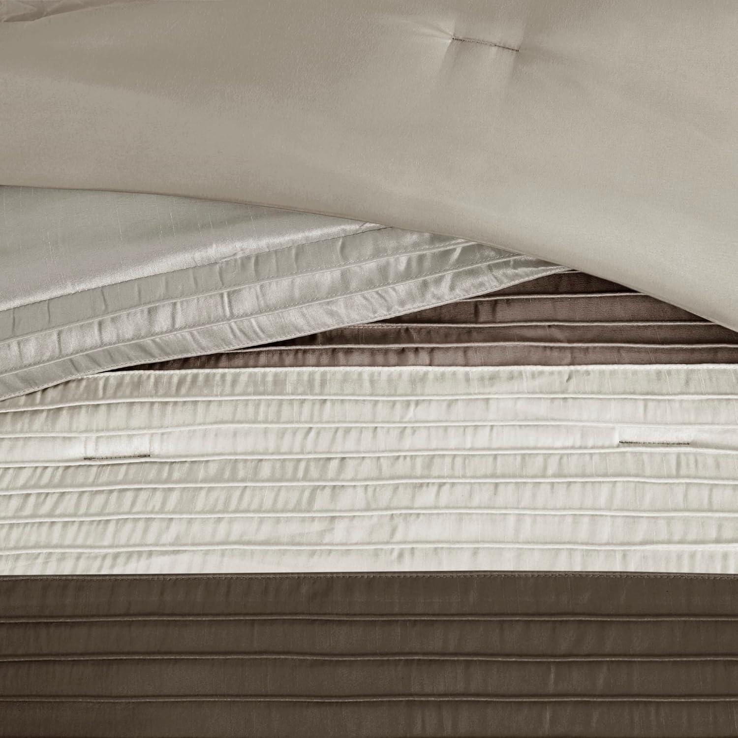 Madison Park Amherst 7 Piece Striped and Pleated Comforter Set