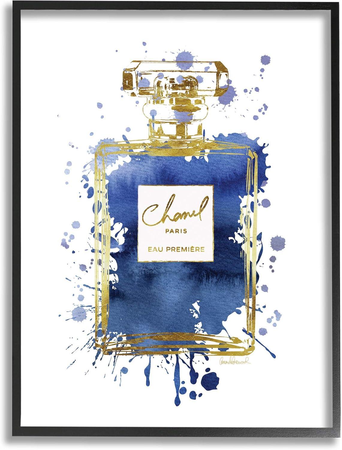 Stupell Industries " Blue Pop Splash Glam Fragrance Bottle " by Amanda Greenwood