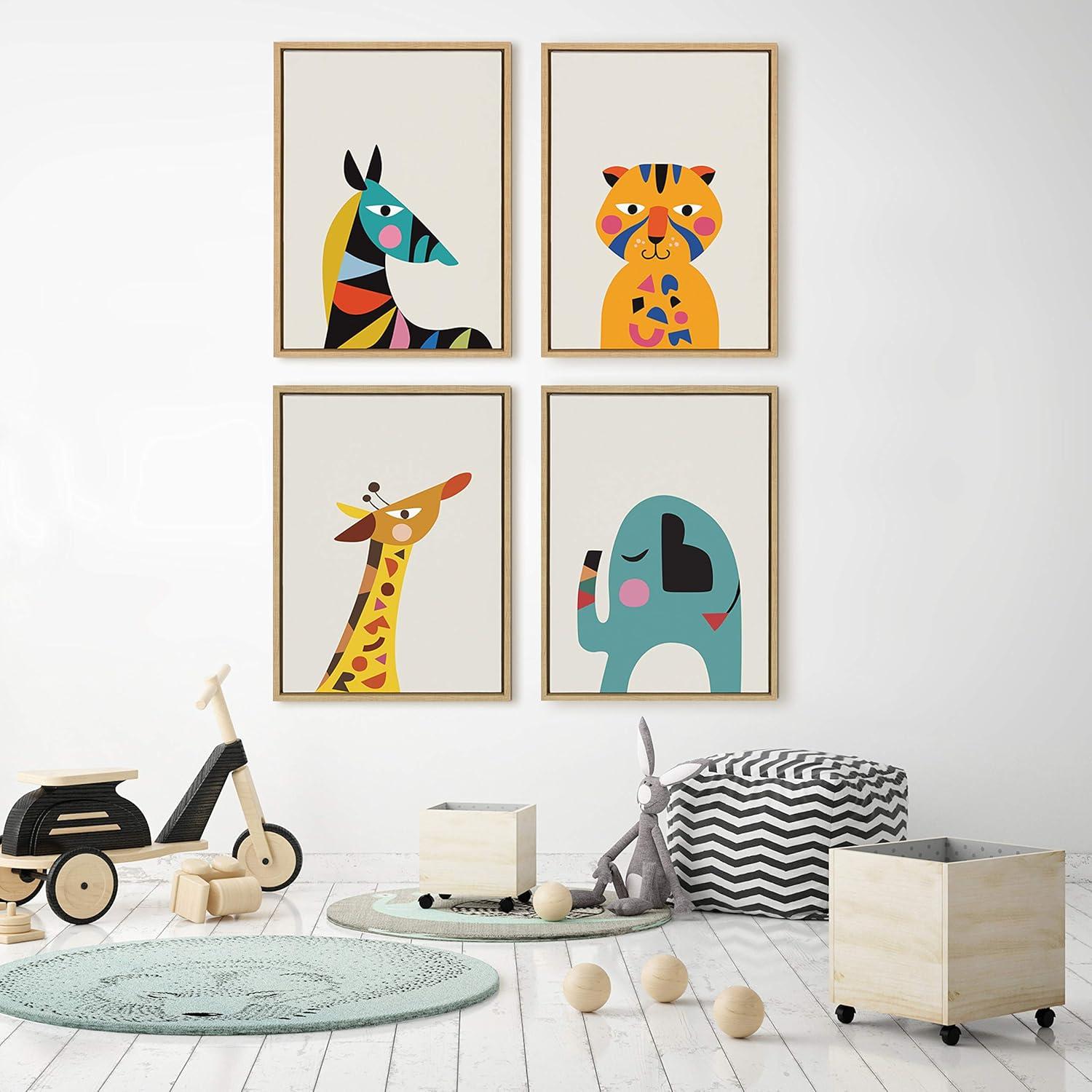 18"x24" Sylvie Mid Century Modern Baby Tiger by Rachel Lee - Kate and Laurel: Nursery Decor, Animal Theme
