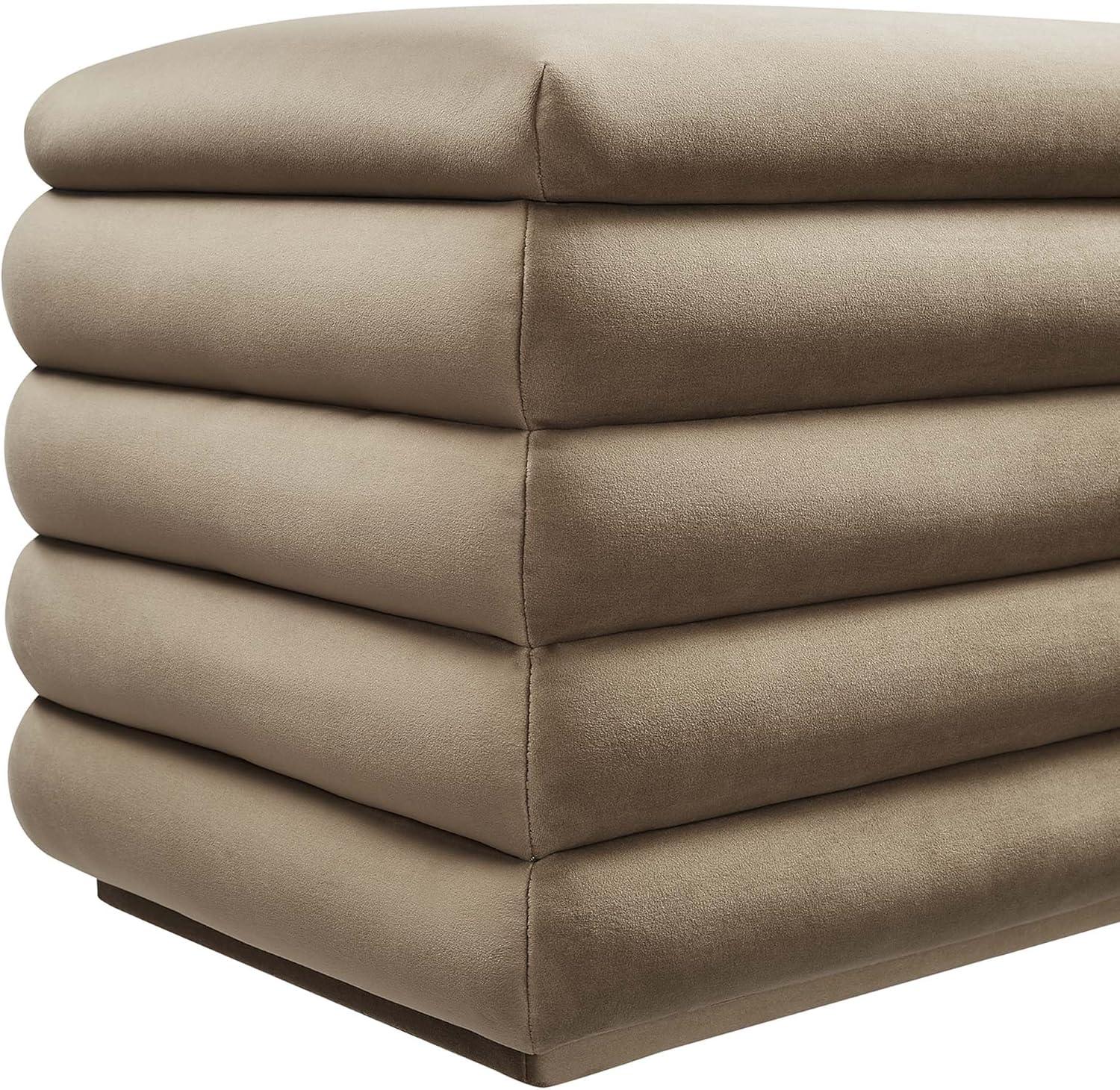 Modway Mezzo Upholstered Performance Velvet Storage Bench in Taupe