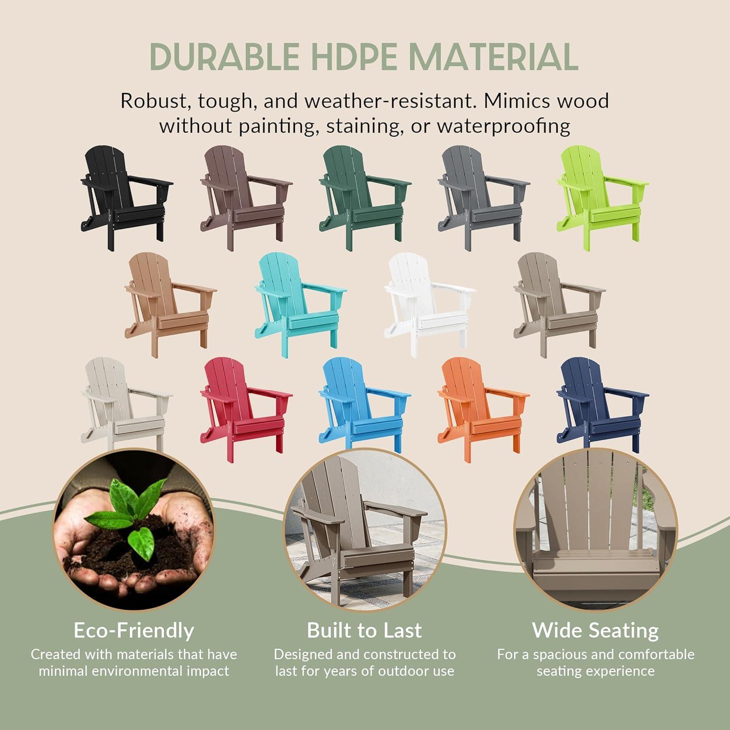 WestinTrends Malibu HDPE Outdoor Patio Folding Adirondack Chair (Set of 4), Weather Wood