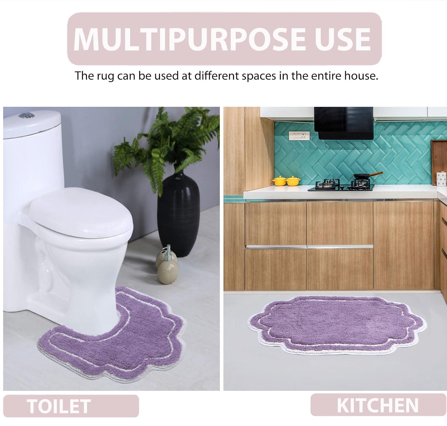 Home Weavers Allure Collection 100% Cotton Bathroom Rug, Soft and Absorbent Bath Rugs, Non-Slip Bath, Machine Wash Dry Bath Mats for Bathroom Floor, 21Lx54W Bath Rug, Purple